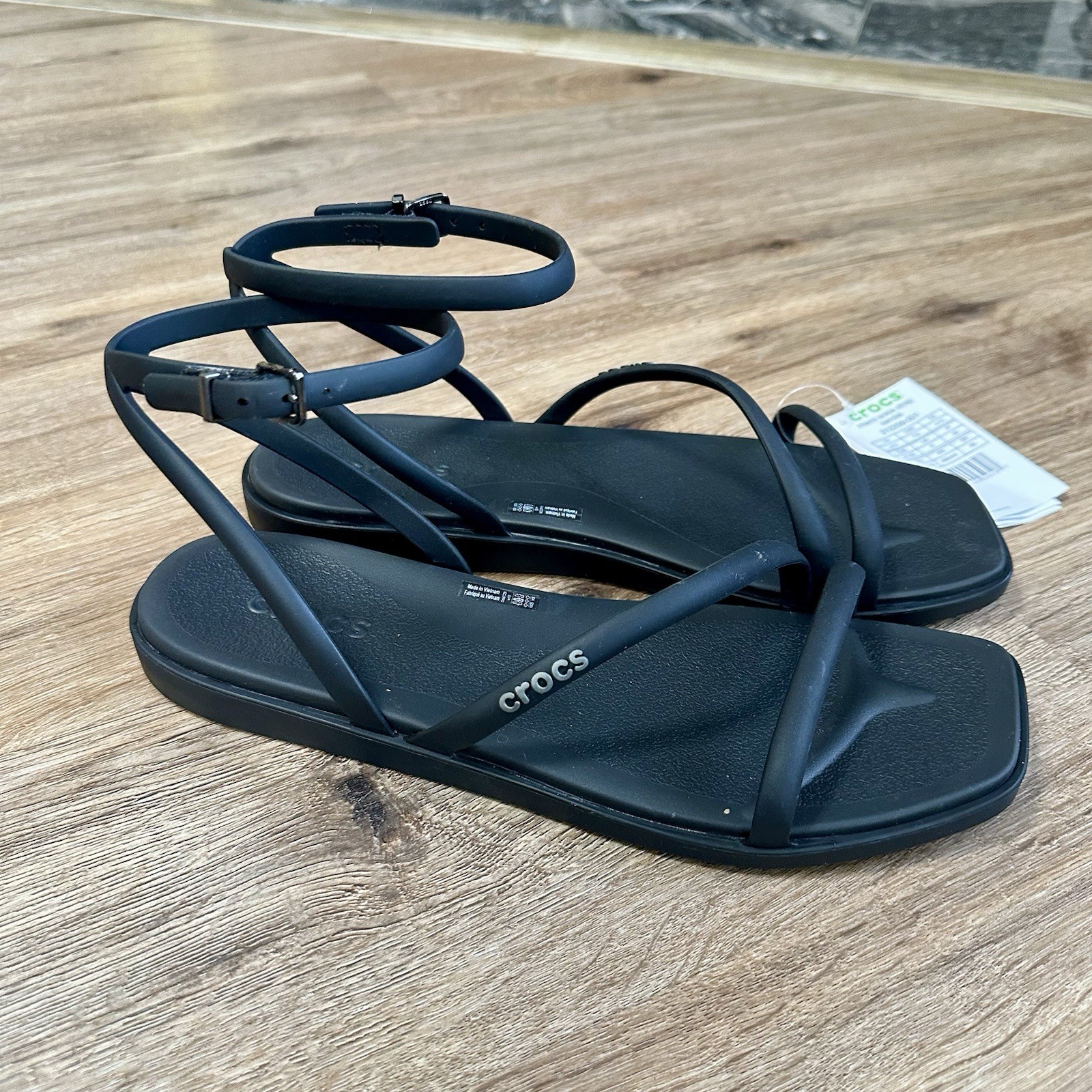 New Black Crocs Women’s 10 Miami Adjustable Ankle Strap Sandals Croslite Foam