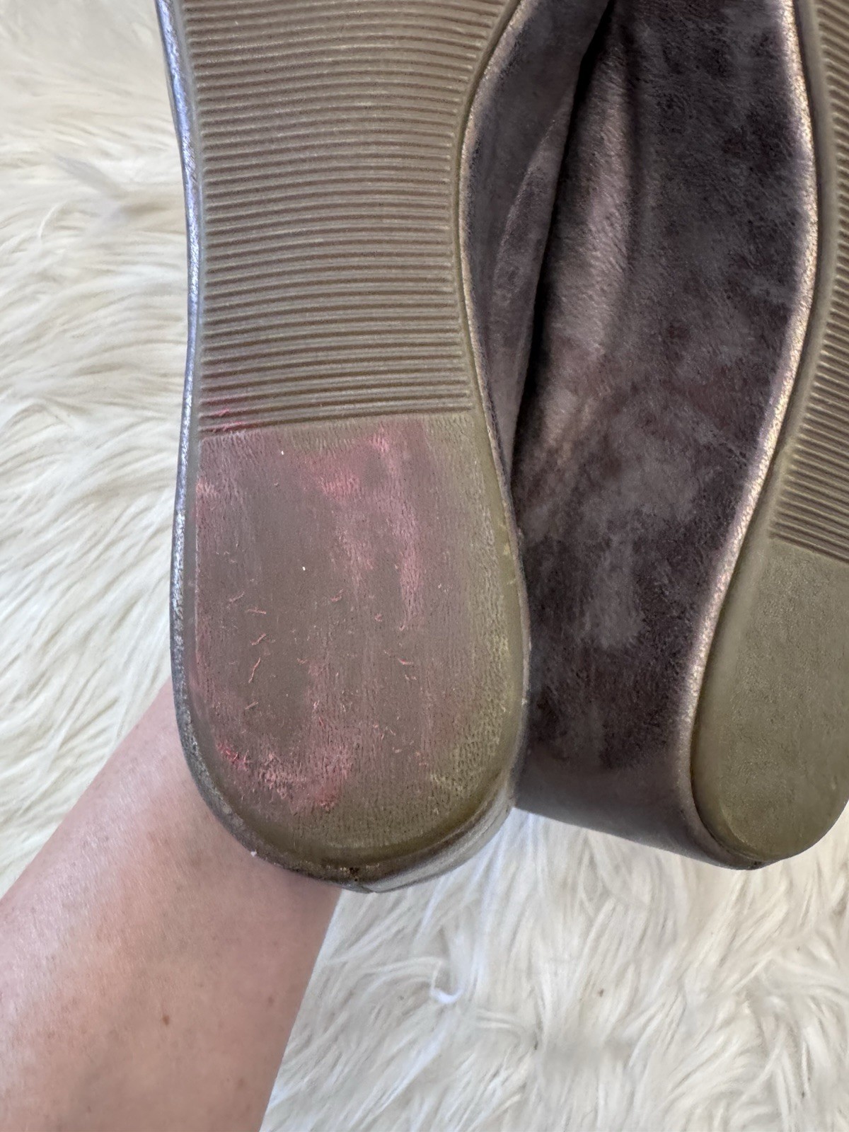 Corkys Sz 11 College Pewter Metallic Wrapped Wedge Comfort Shoe Peep Toe Sandal