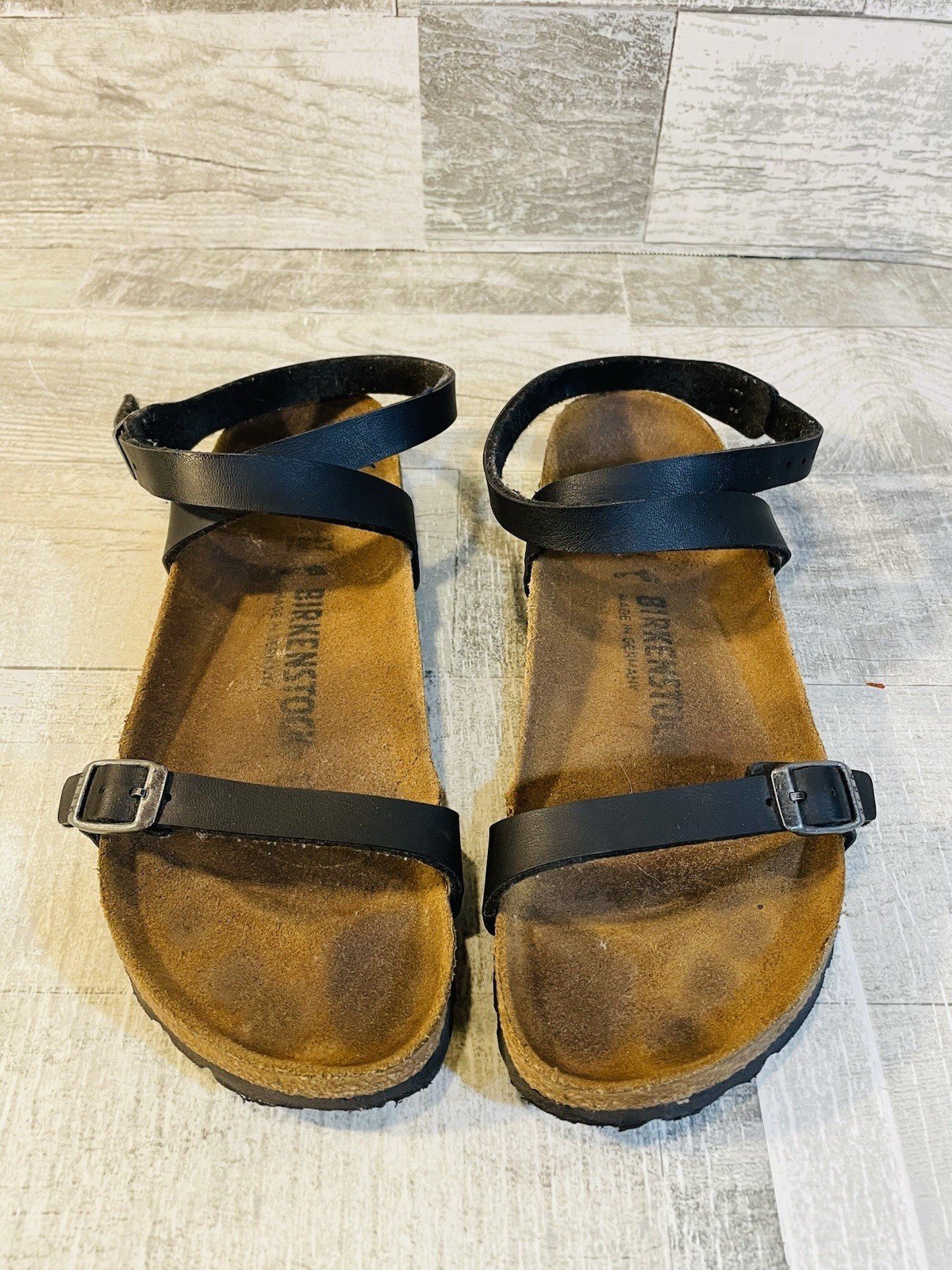 Birkenstock Daloa Women’s Size EU 37 US 6-6.5 Black Birko-Flor Nubuck Sandals.