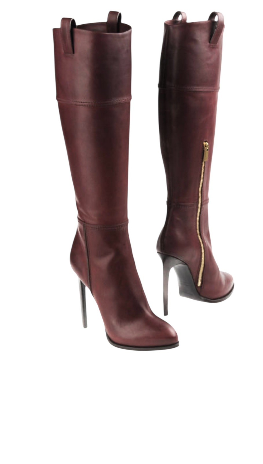 Emilio Pucci Elegant Burgundy Knee-High Leather Boots. Gently Worn. Size 40 1/2.