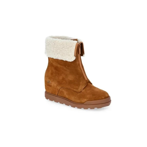 Ozark Trail Women’s Wedge Faux Shearling WaterProof Suede Snow Zip Boots size 7