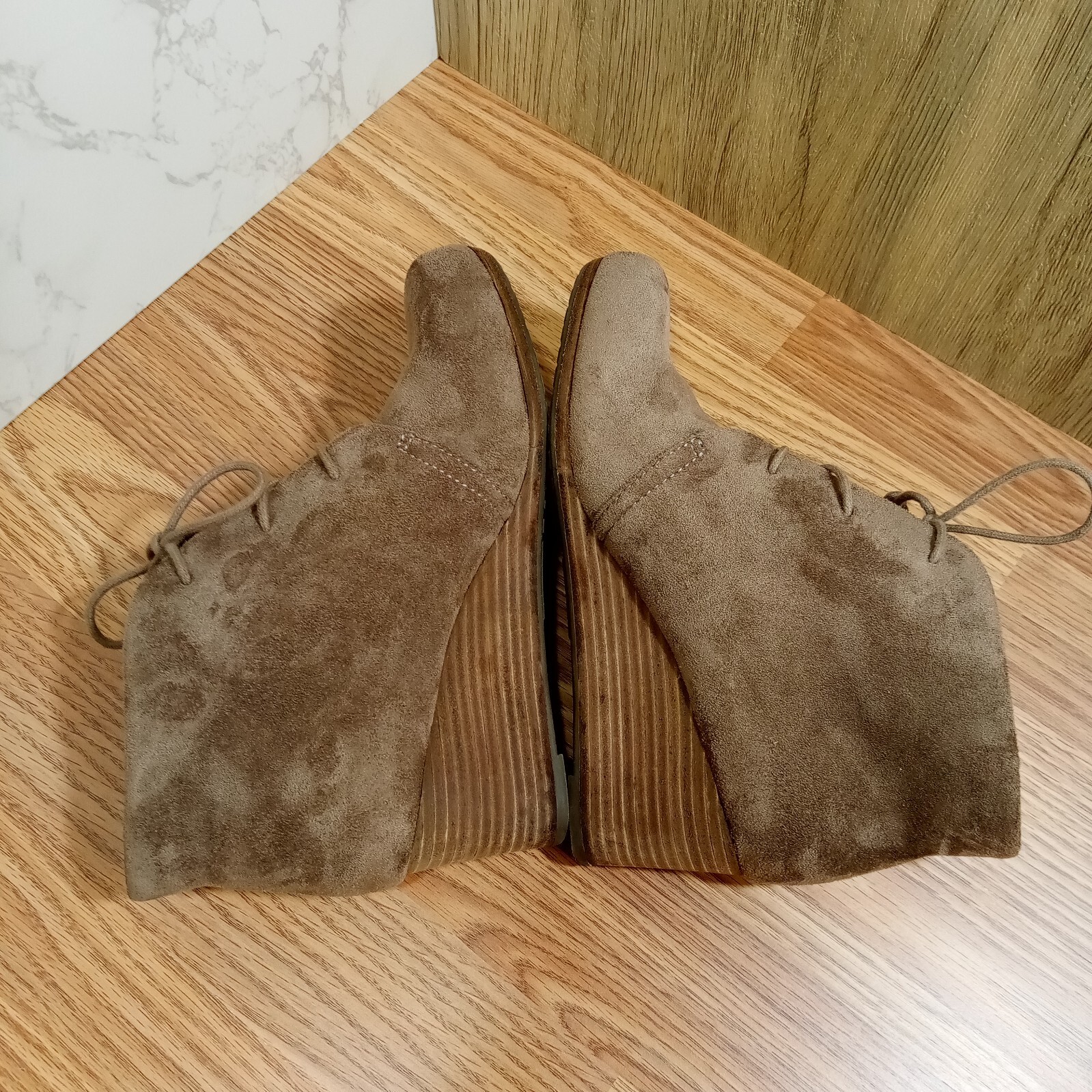 Dr. Scholls Dakota Wedge Booties Womens Size 7 M EU 37 Shoes Tassle Comfort Tan