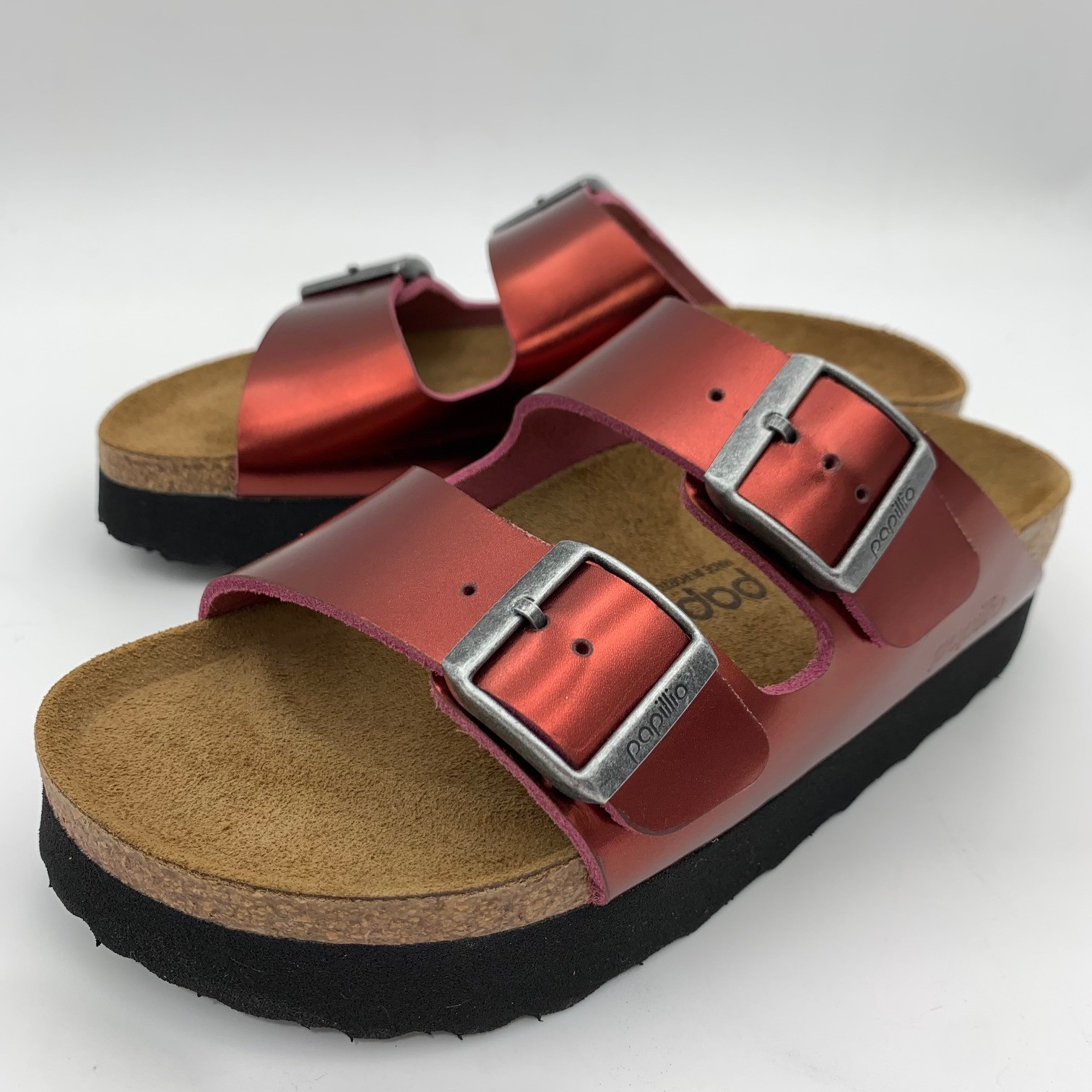 Birkenstock New w/o Box Arizona Pap Platform Metallic Dark Tourmaline Leather N
