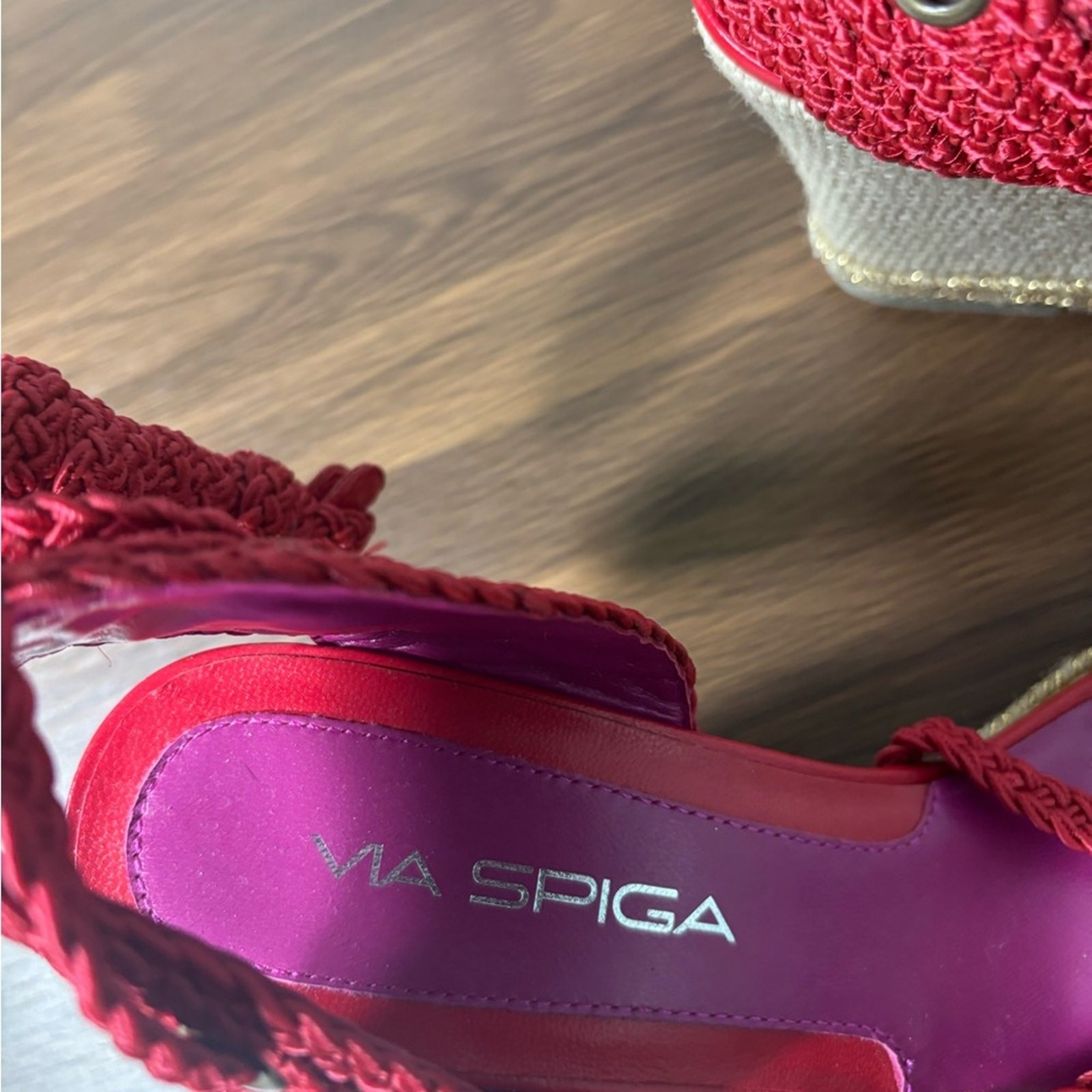 Via Spiga Multicolor Red Espadrilles with Ankle Tie size 9 NWOT
