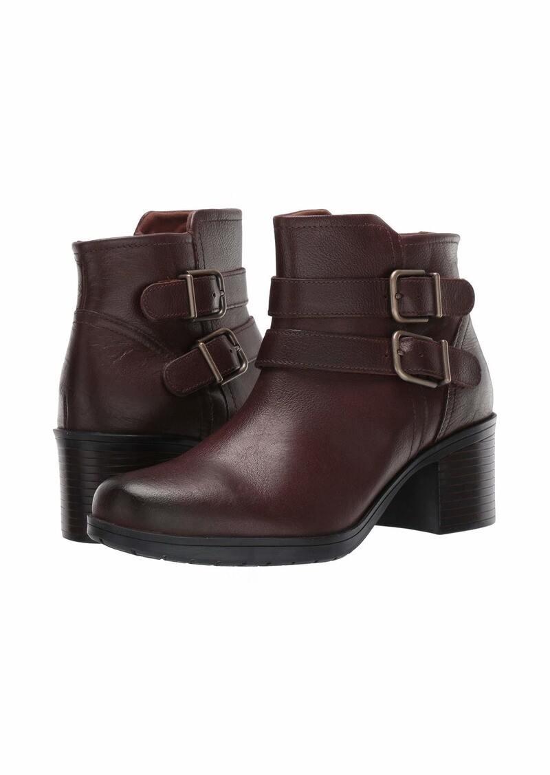 Clarks Hollis Pearl Buckled Leather Booties color Mahogany. US size-9.5M. 10M.