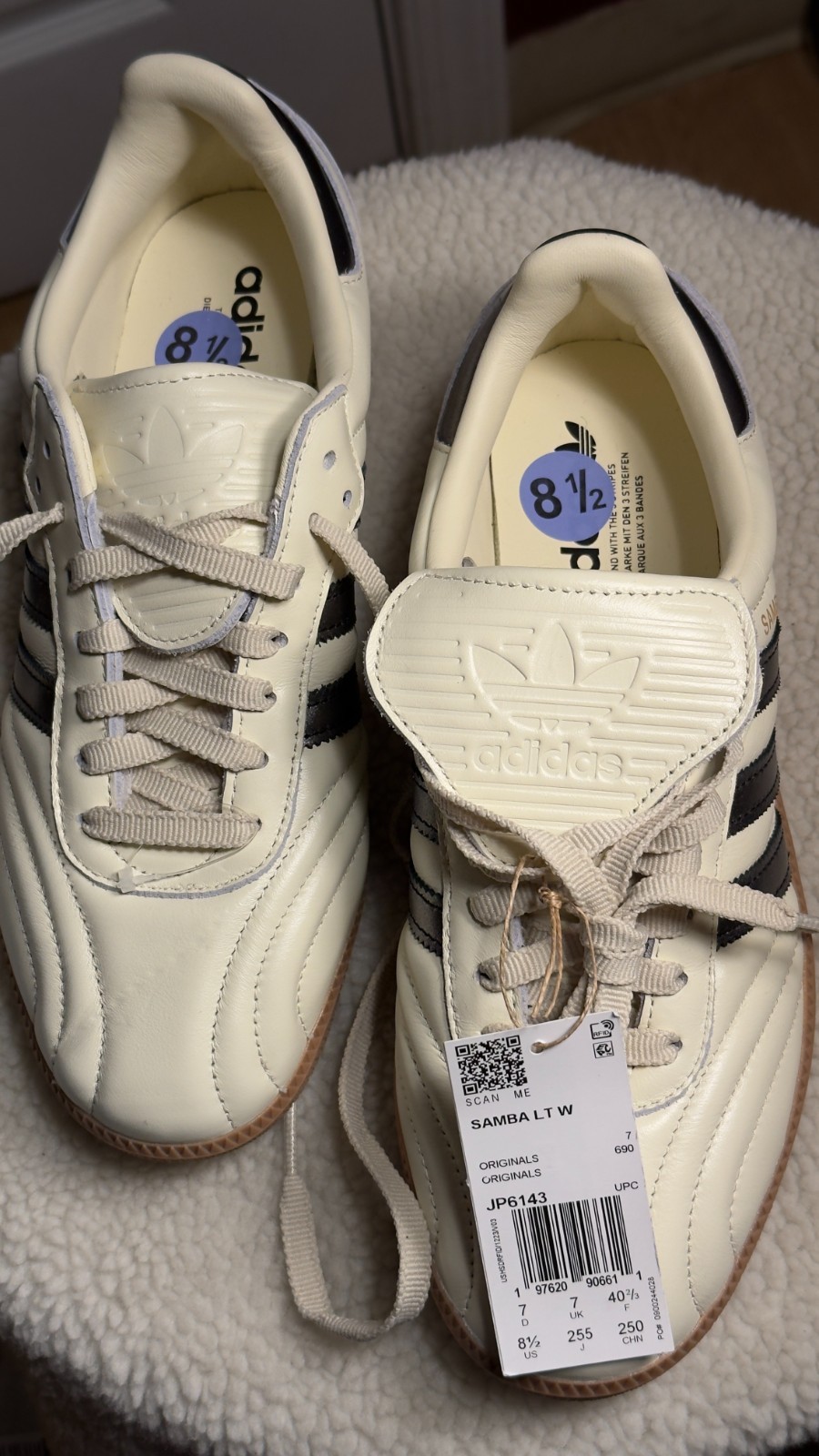 NEW adidas Women’s US 8.5 – Samba Long Tongue Originals Cream White JP6143