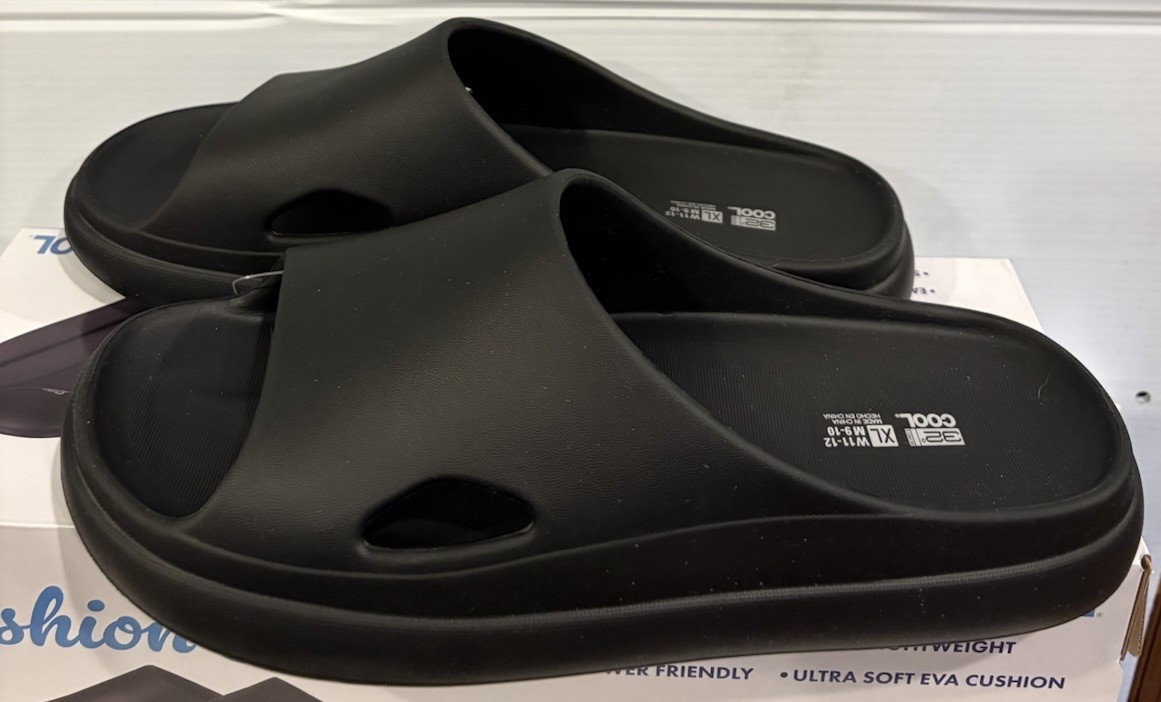 NEW 32 Degrees Cool Unisex Cushion Slide Sandals – SIZE XL- W11-12, M9-10, BLACK