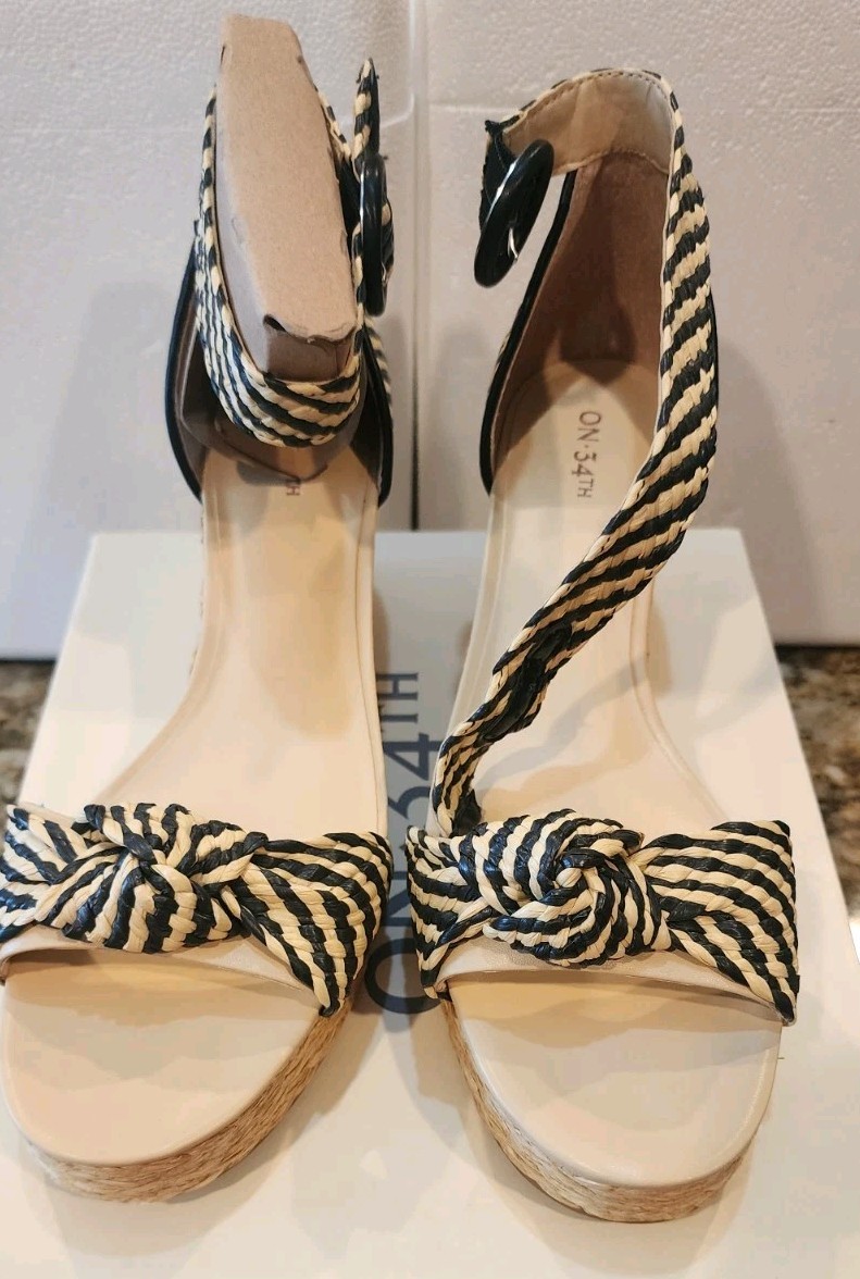 On 34th Nihari Ankle-Strap Platform Wedge (Women’s) – Black/Natural Sz 11 M NIB