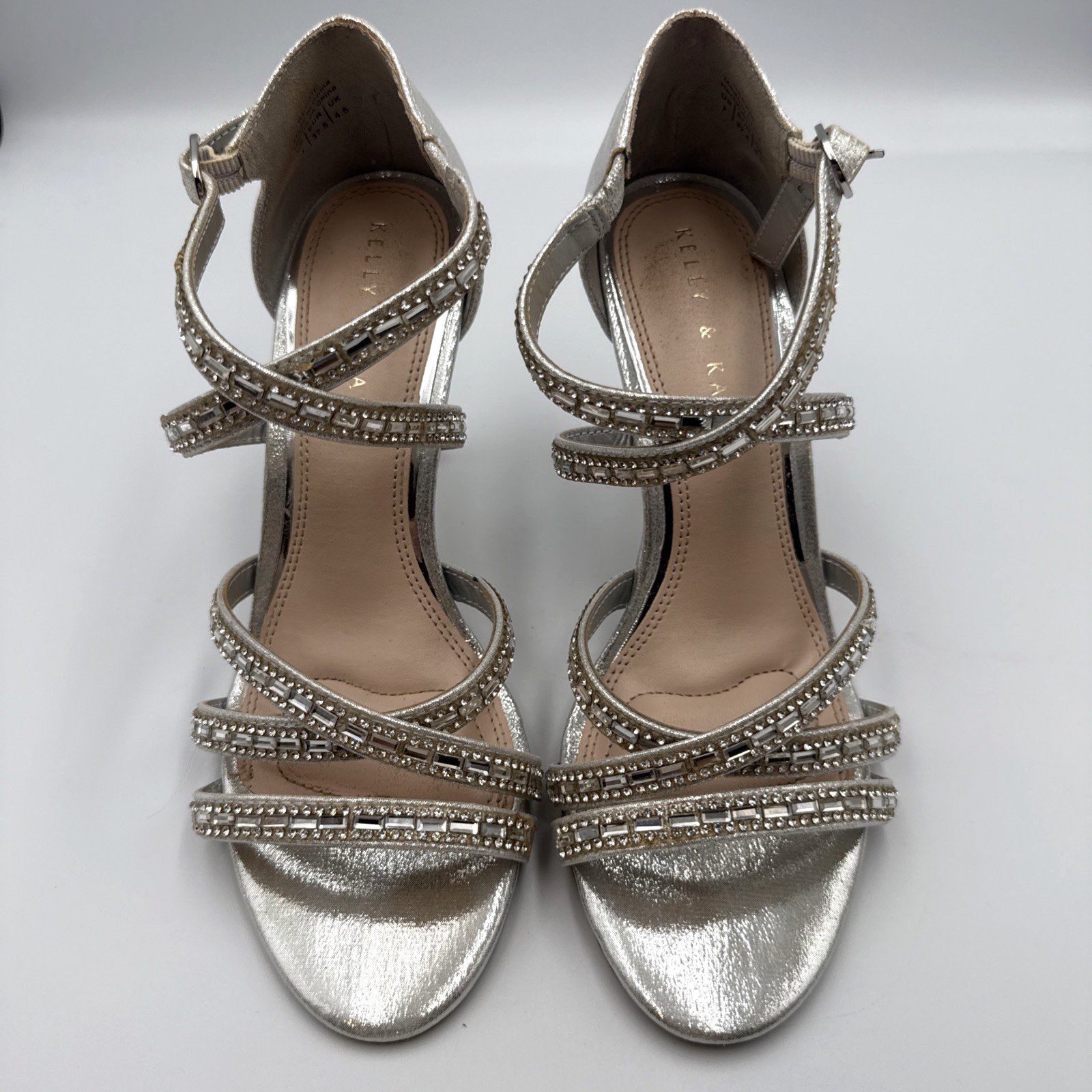 KELLY & KATIE Women’s REEKIE Silver/Rhinestone SANDALS / HEELS – Size: 7