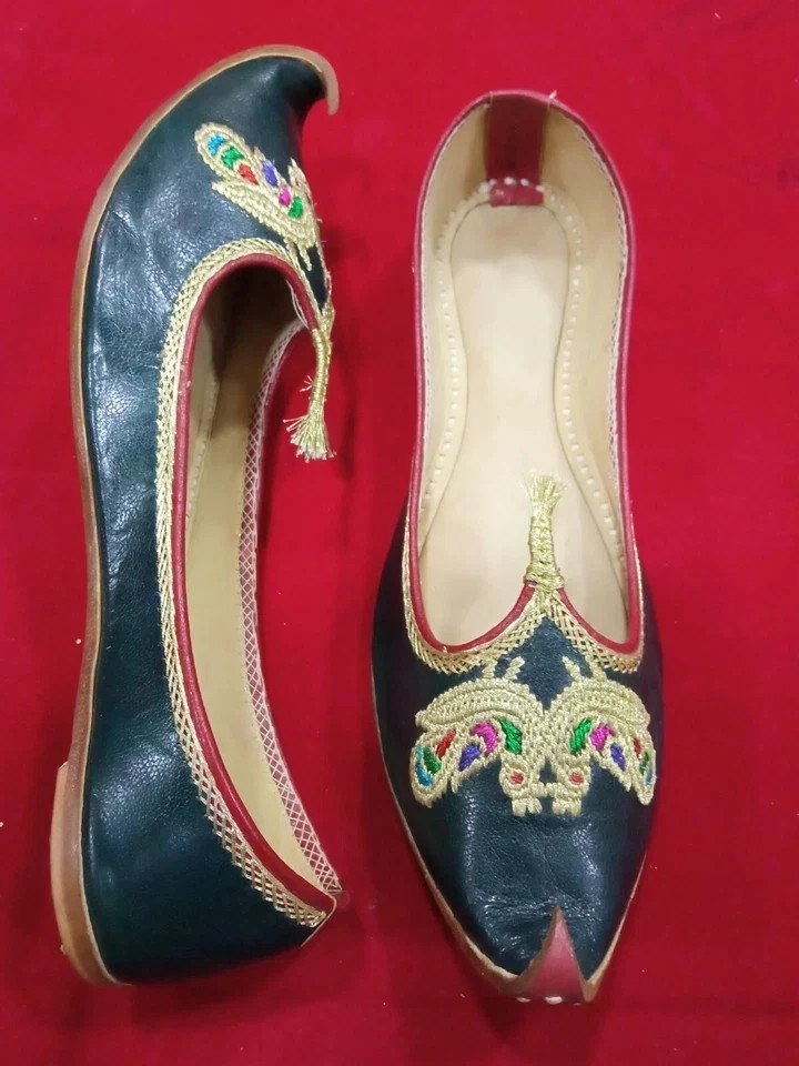 Women Wedding Shoes Leather Handmade Indian Mojaries Ballet Flat Jutties US 6-9