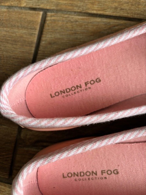 London Fog Pink Wester Women’s Duck Slip On Rubber Rain Shoes Sz 9