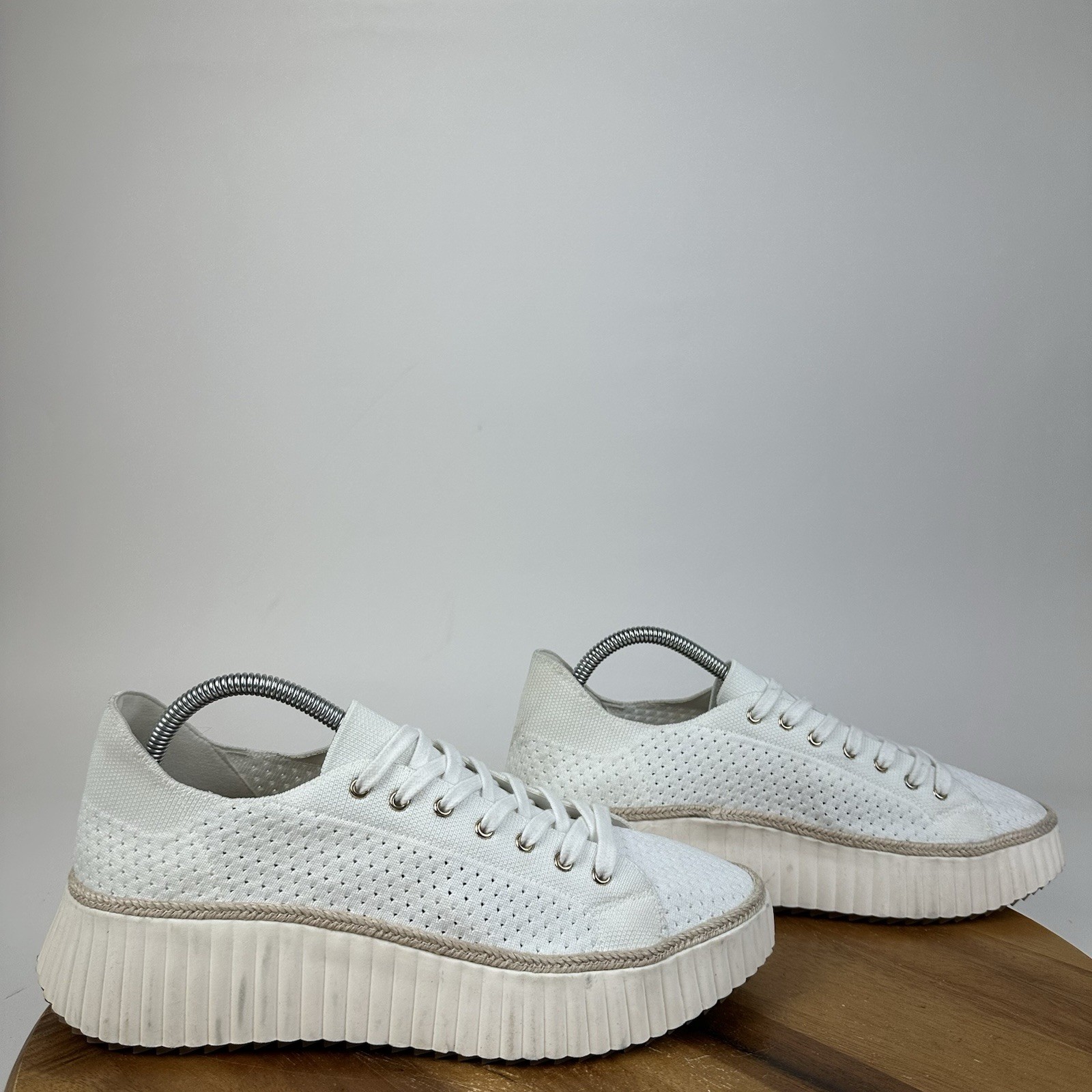 Womens Steven New York Denna White Knit Platform Casual Sneakers Shoes Size 9.5