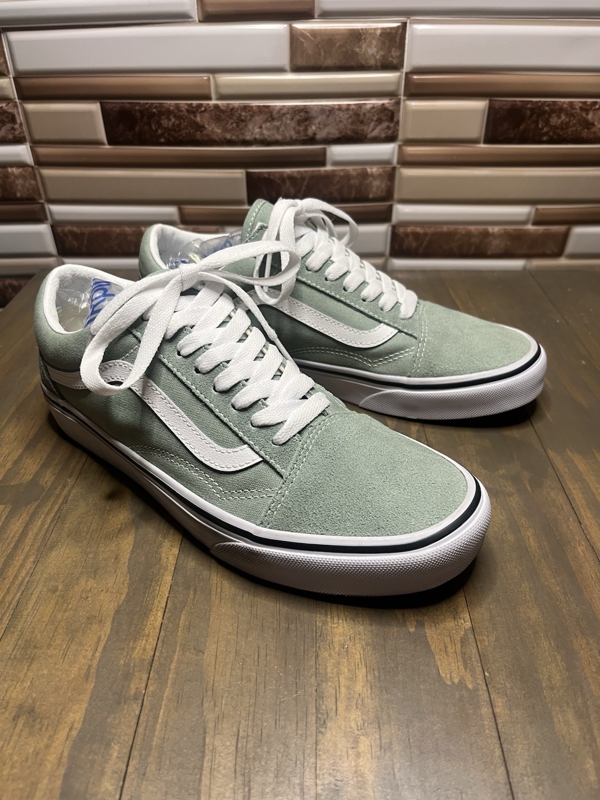 VANS Old Skool Shoe Size 9 Women Size 7.5 Men Mint Green Low Top Gently Used