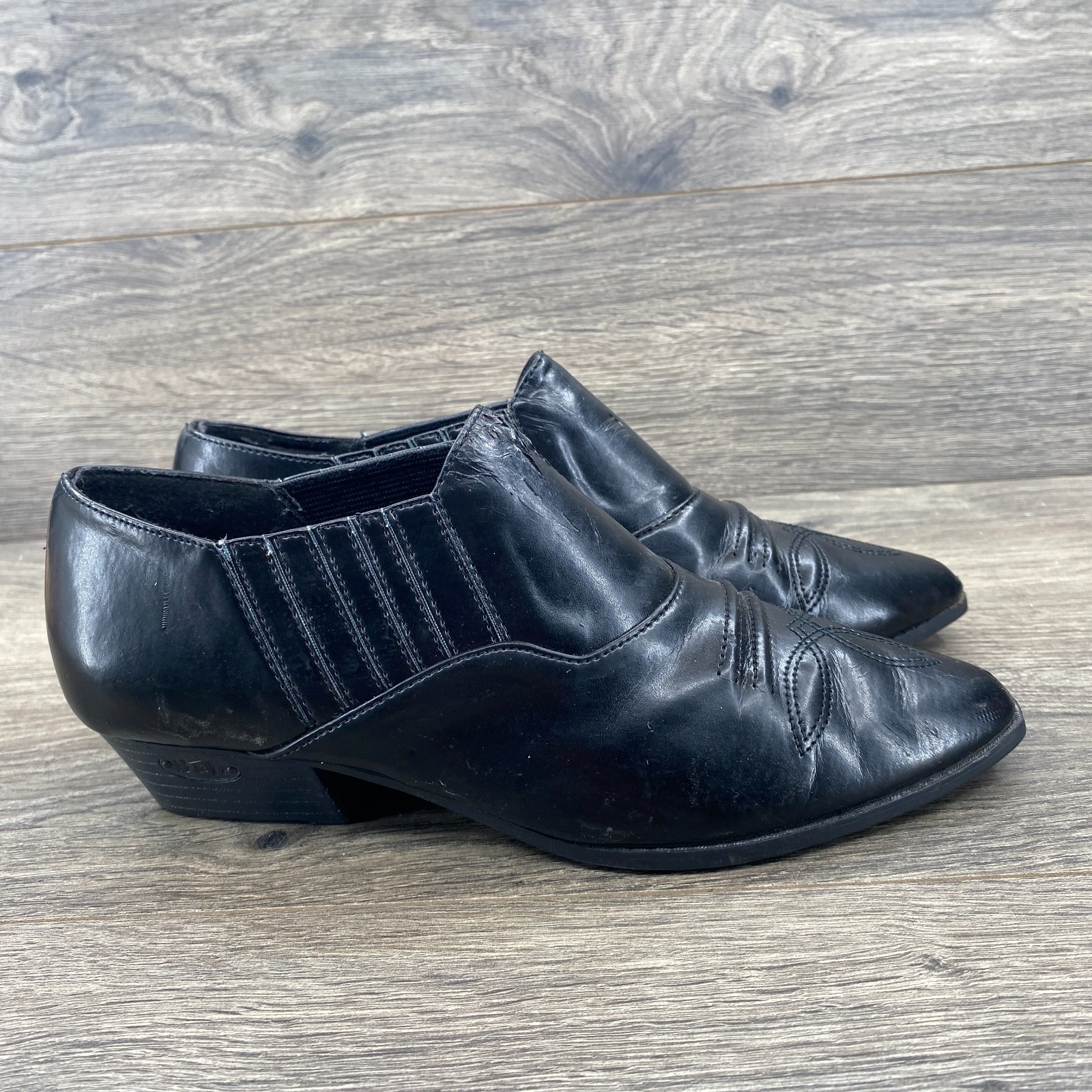 Sam & Libby Walton Western Pointed Toe Leather Booties Women’s Size 8 Black