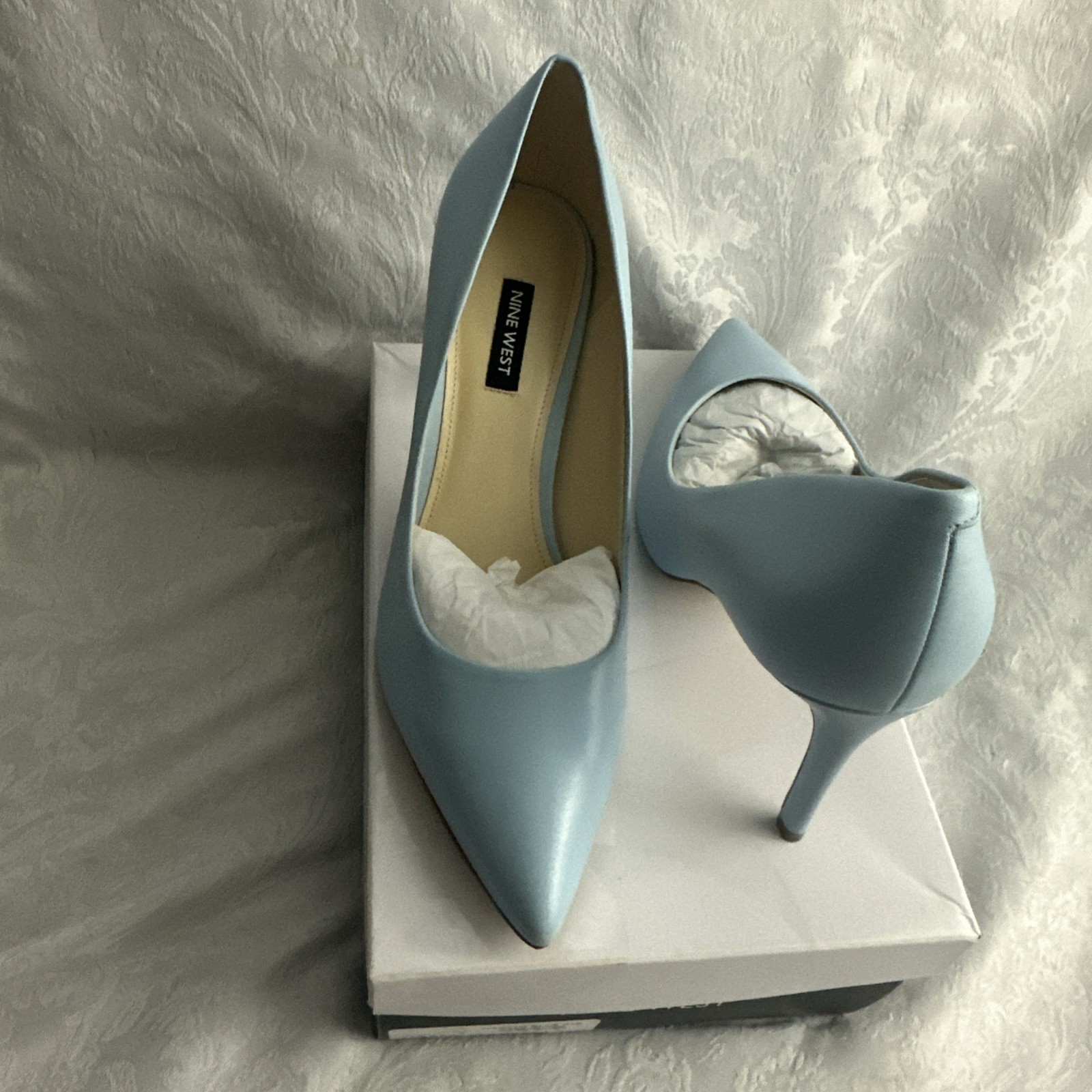 NINE WEST EZRA POINTED TOE PUMPS MEDIUM BLUE 420 SZ 12 MED BNIB