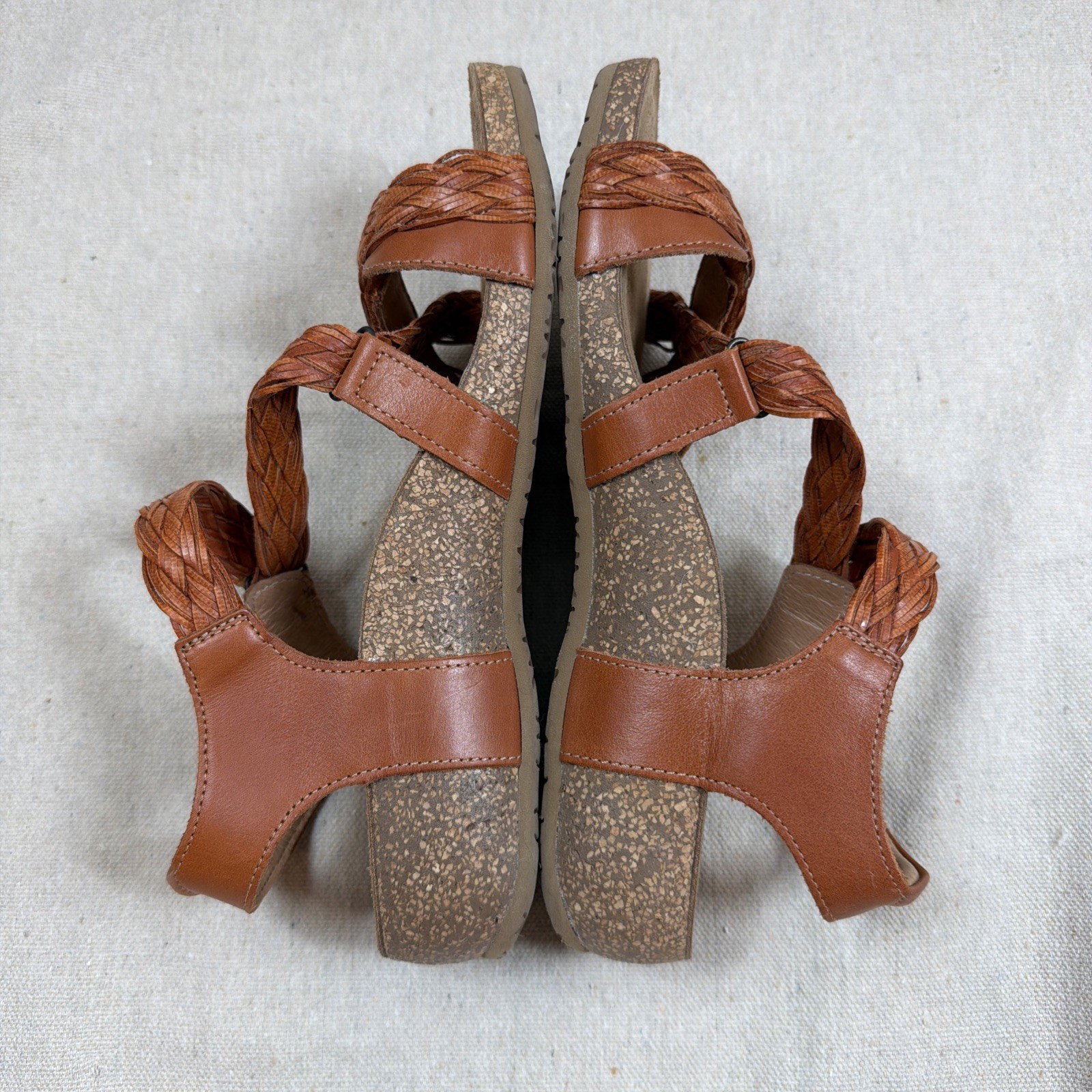 Taos Trulie Burnt Orange Woven Leather Braid Wedge Sandals Womens US 8-8.5 EU 39