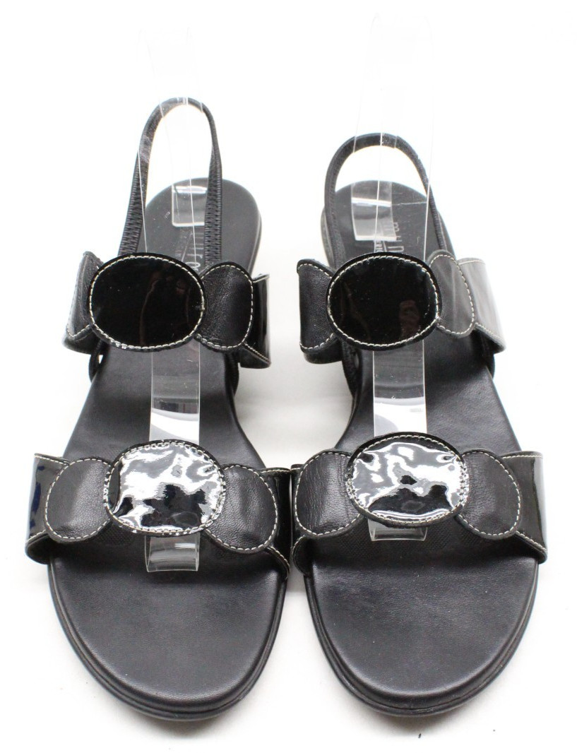 Munro American Eclipse Black Leather Sling Back Sandals Size 11 M