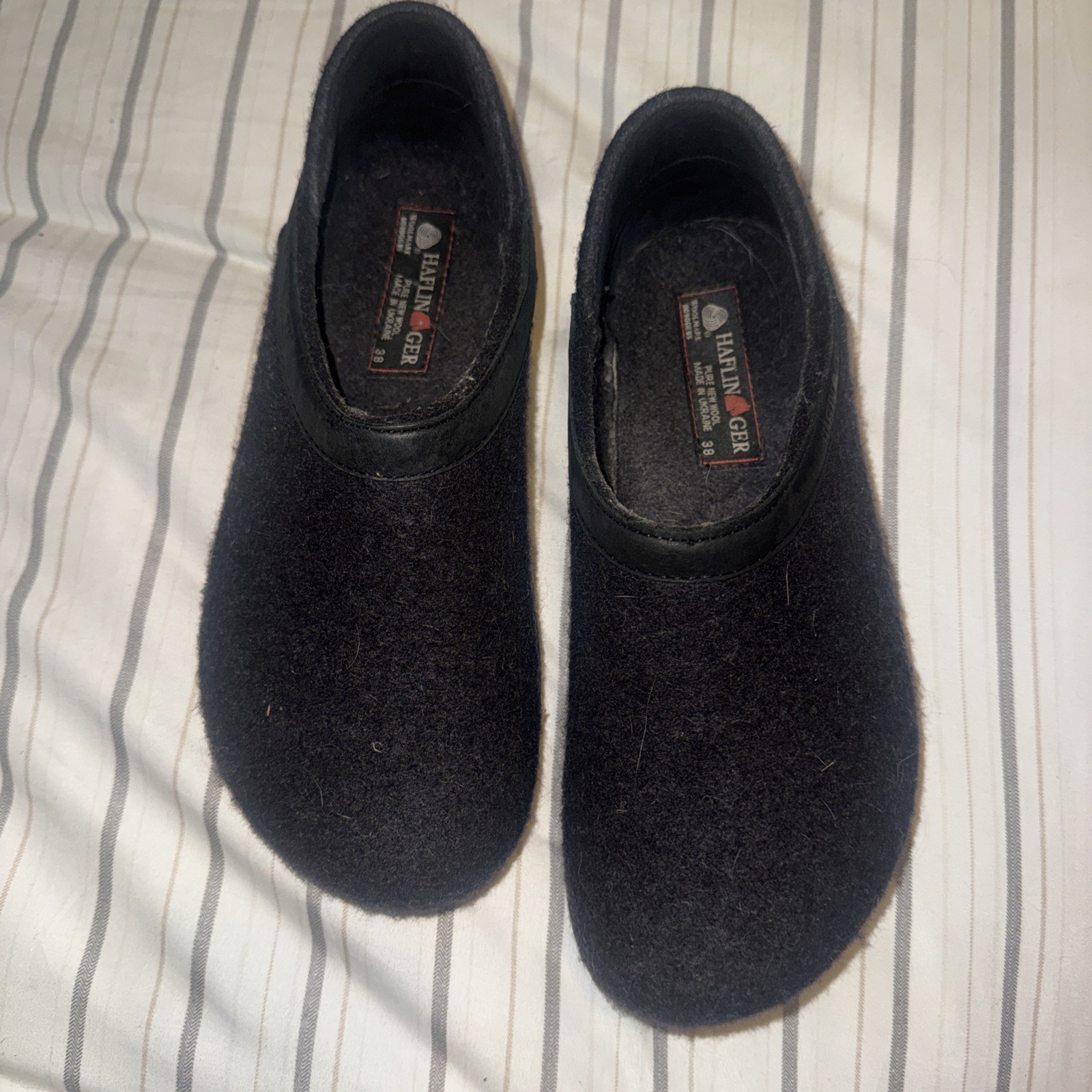Haflinger Clogs Pure New Wool Cork Footbed Charcoal Gray Women 38