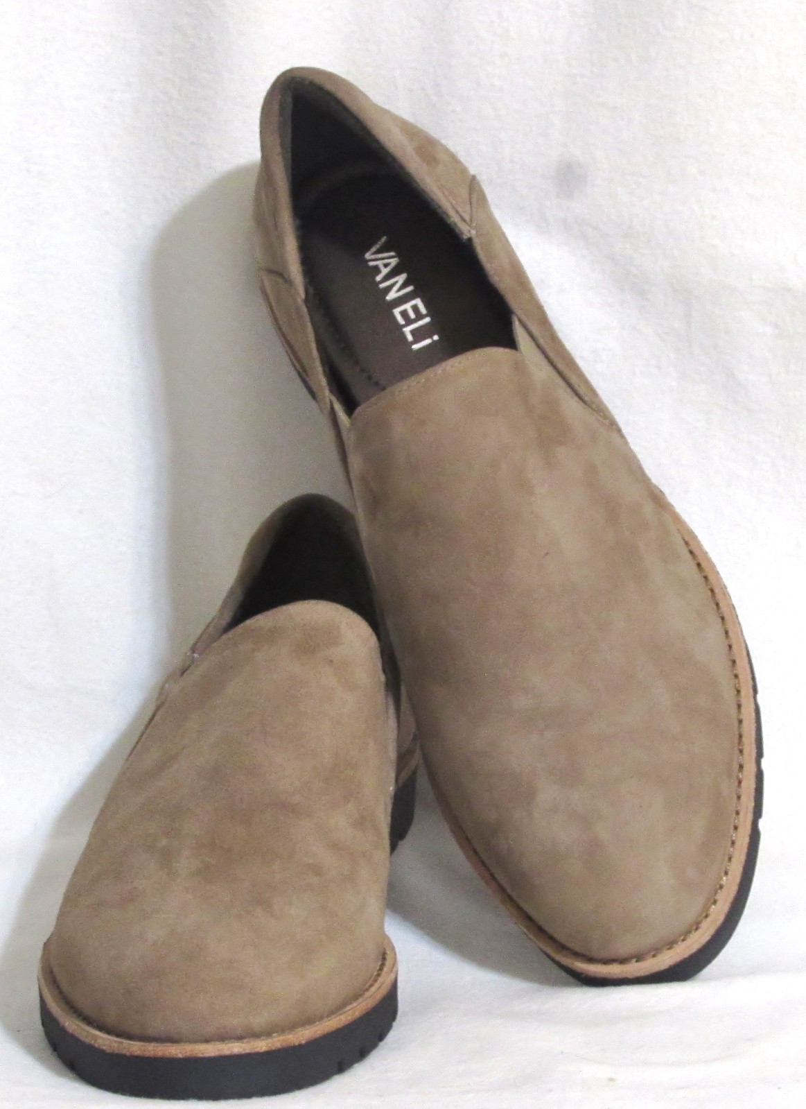 New Womens Ladies VANELI Tan Suede Leather Loafers Shoes 10 M Orig $175