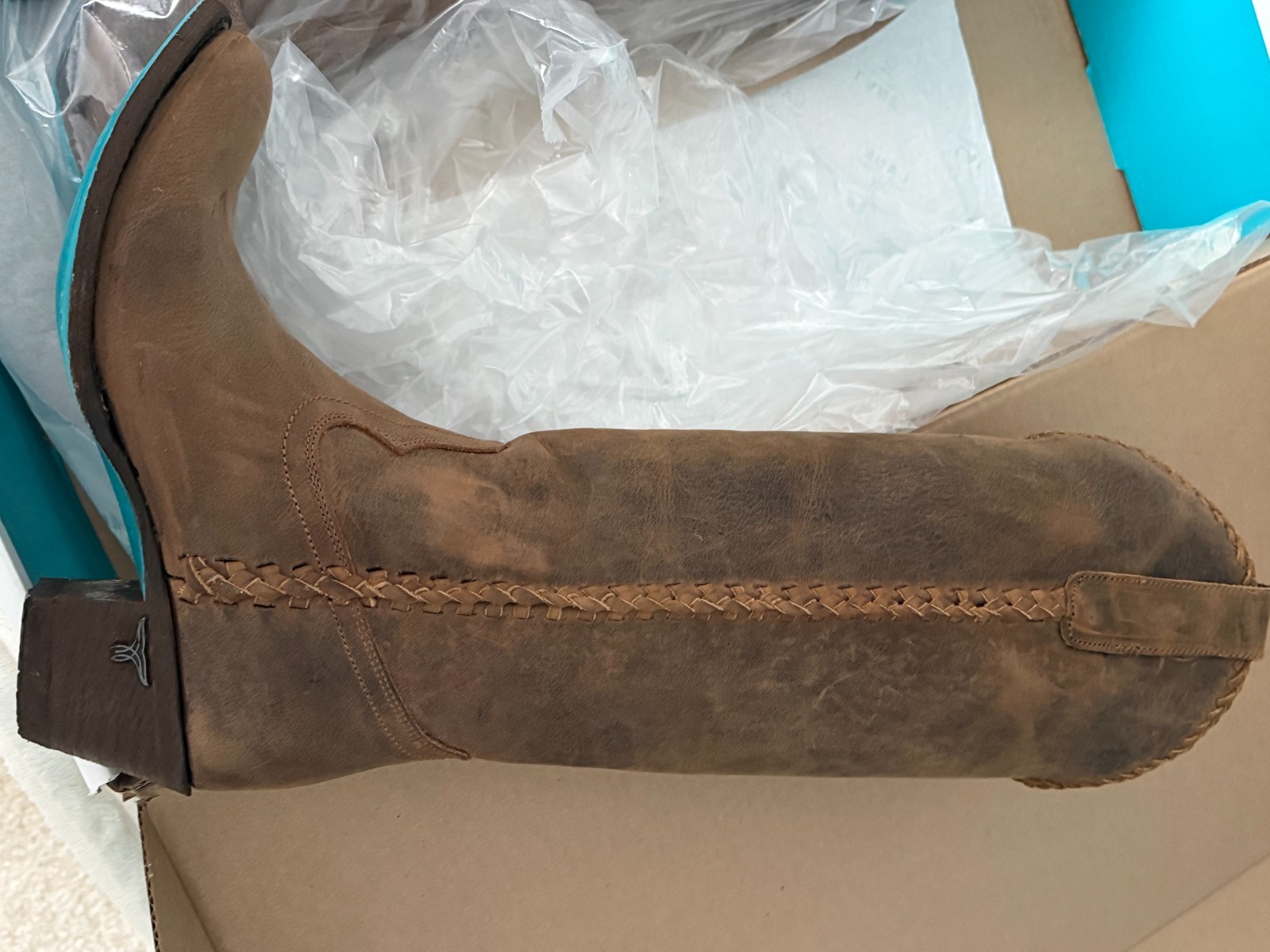 LANE Plain Jane (PJ) Brown 100% Leather Western Boots 7.0