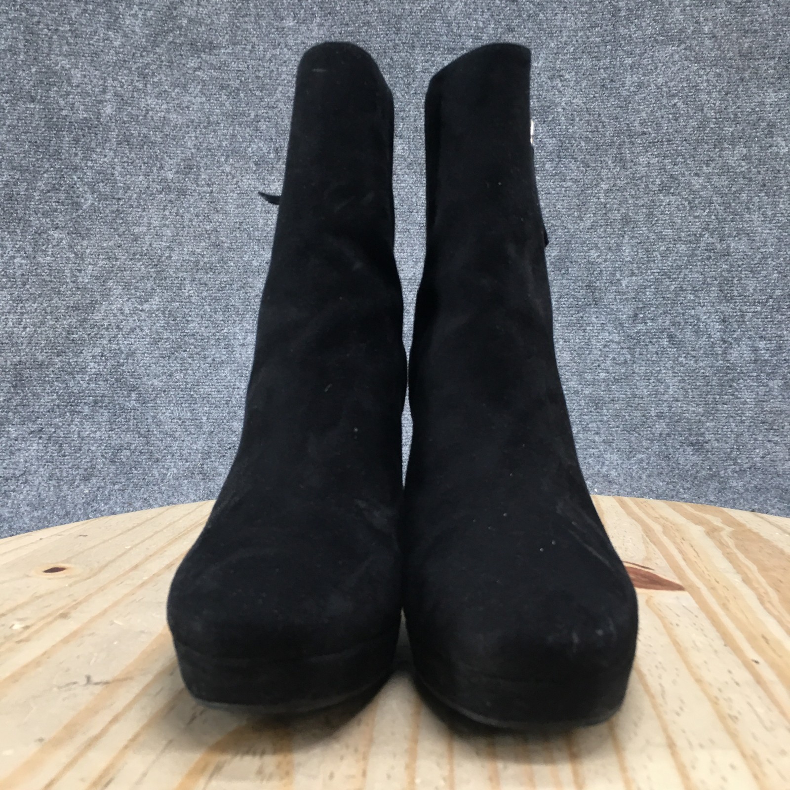 H&M Boots Womens 8.5 Black Ankle Booties Womens 9 Faux Suede Block Heels Zip