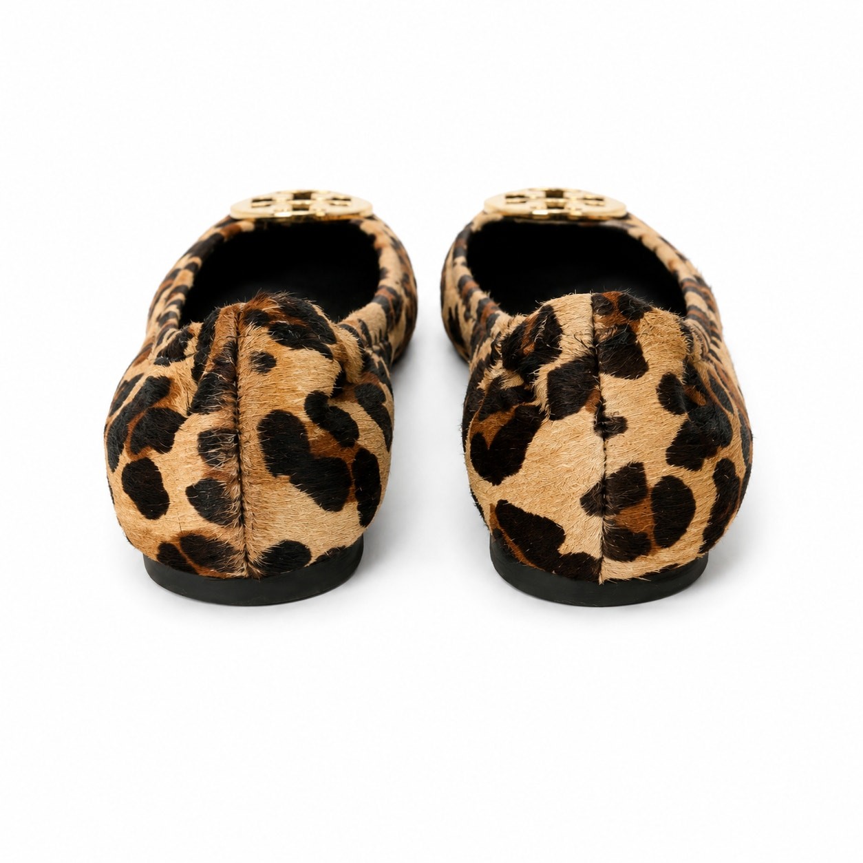 100% Genuine Leather and Calf Hair Tory Burch Reva Leopard Ballet Flats Size 7
