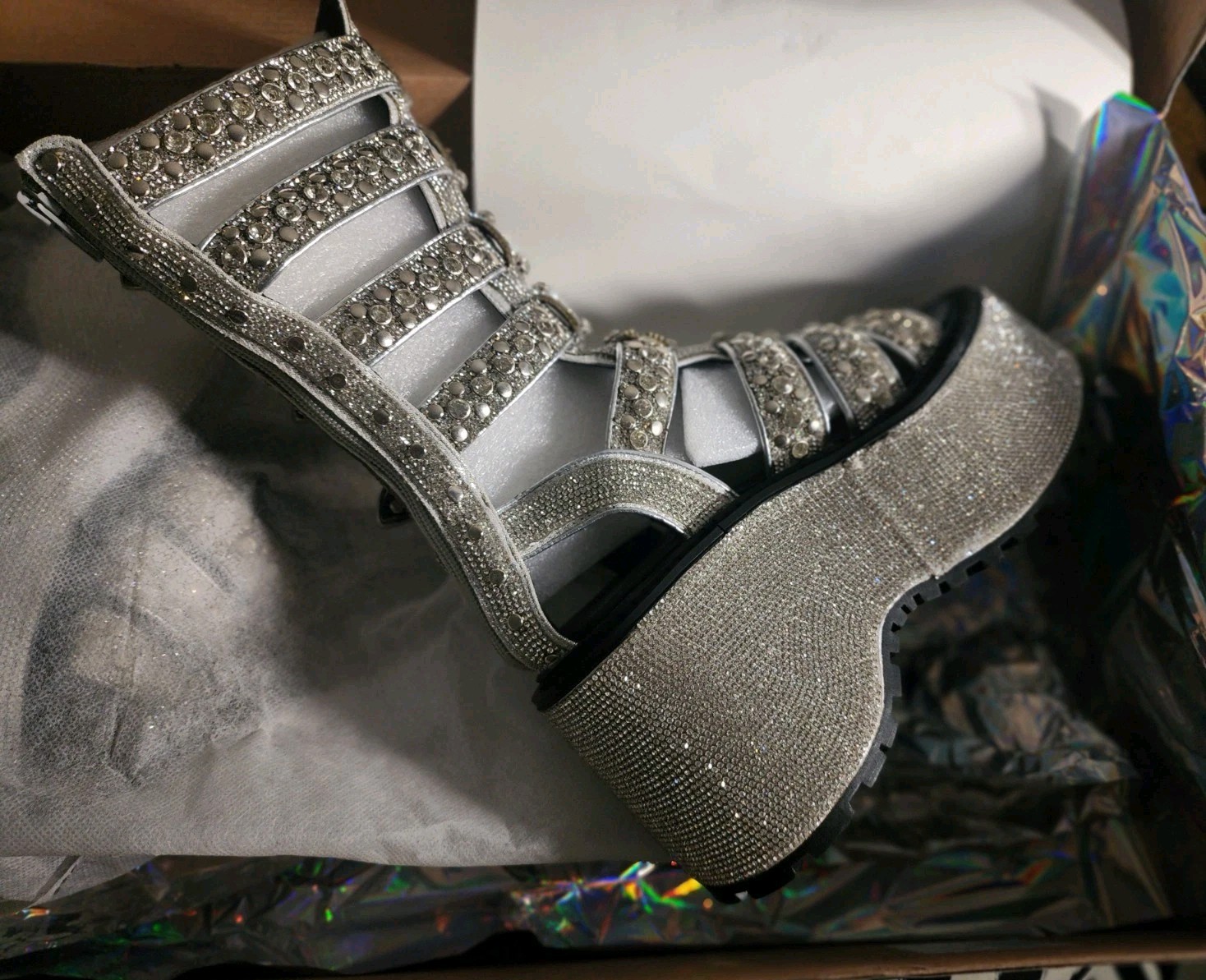 Platform Sandals Size 5M, Club, Doll’s Kill Platform Western Bling Gladiators