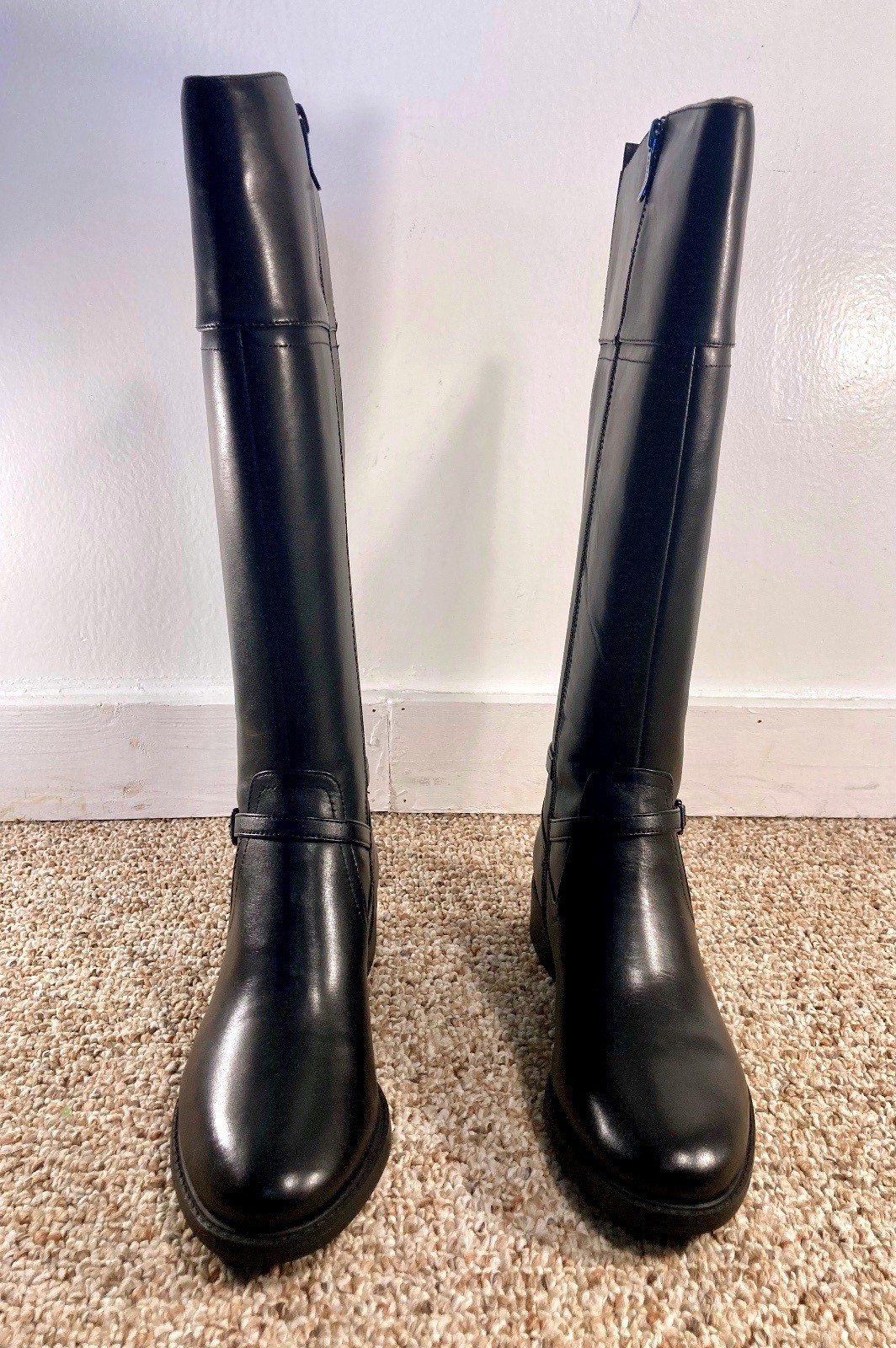 New Easy Spirit Black Tall Riding Boots Size 9 M Buckle Detail