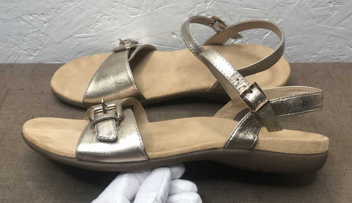 *See Description Vionic Alita Women’s Sandals Metallic Gold Leather Size 11W