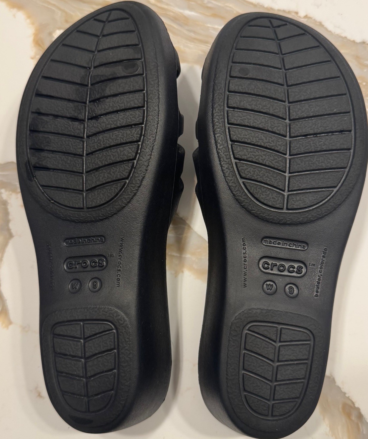 Crocs Rhonda Wedge Slide Sandals Women’s Size 9 Black Comfort Lightweight
