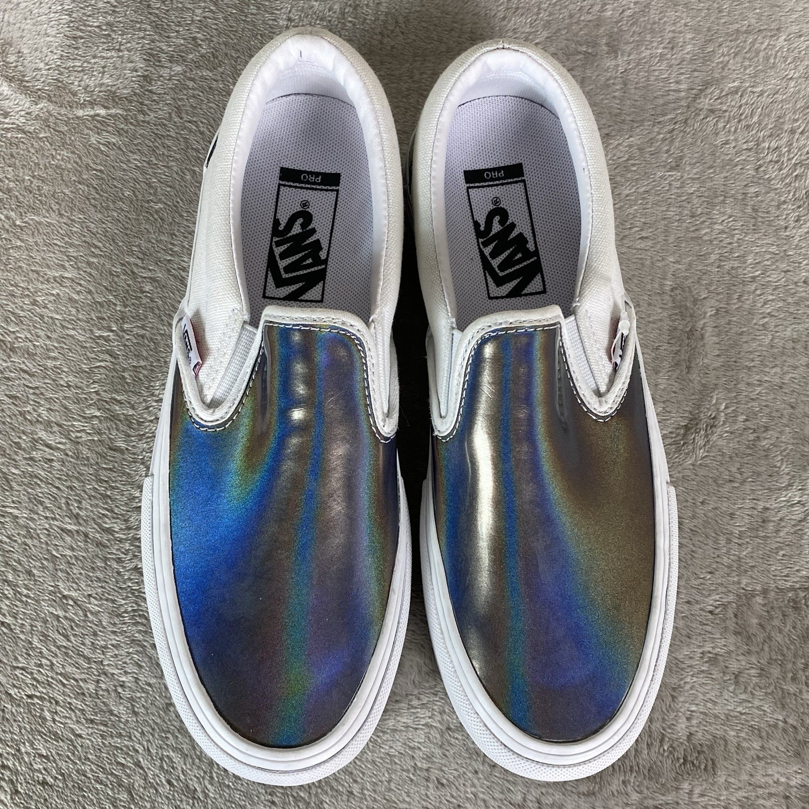 Vans Slip-On Pro Shoes Men 5 Women 6.5 White Iridescent Skate Sneakers NEW