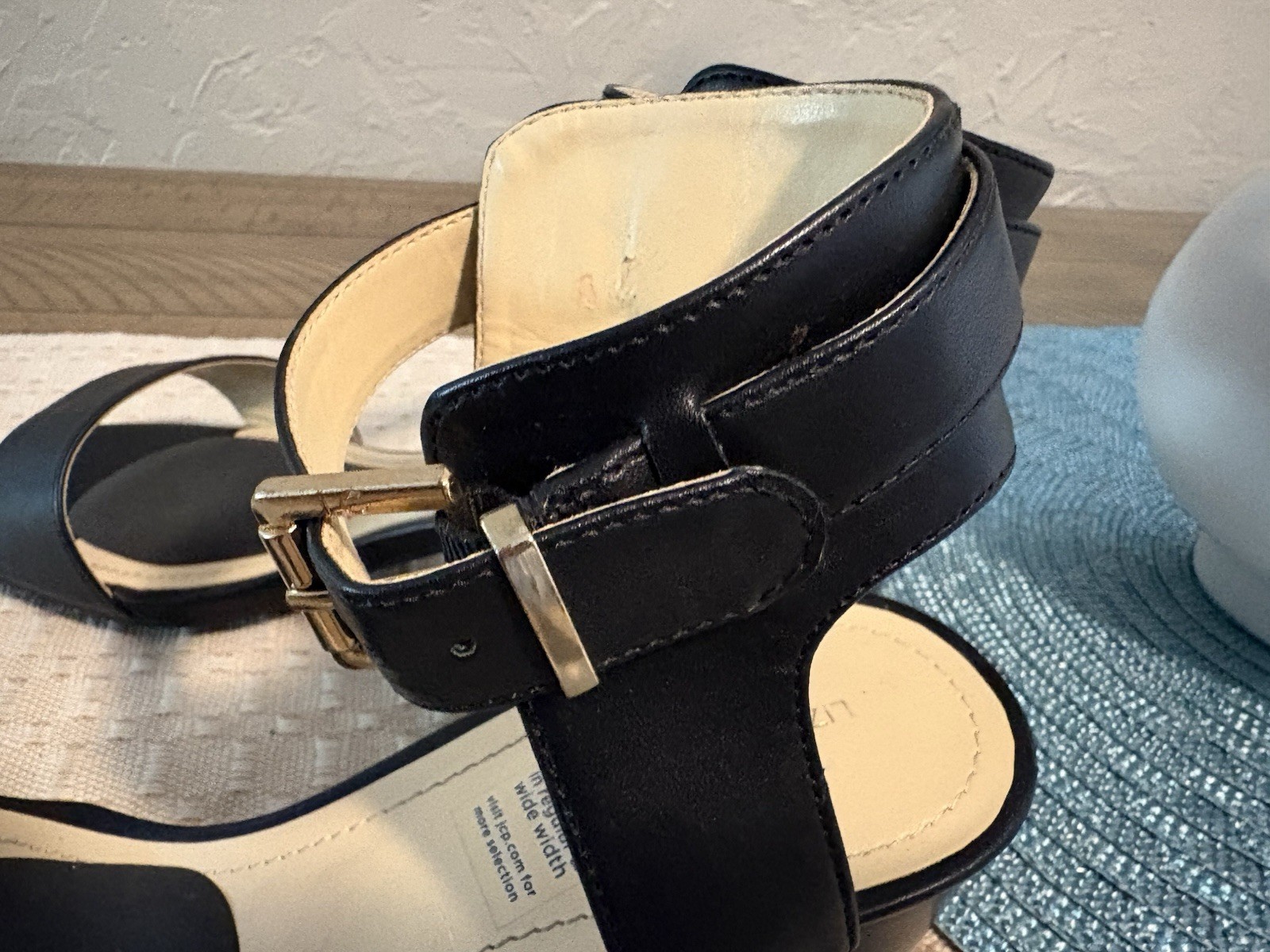 Liz Claiborne Eclipse Black Open Toe Ankle Strap Pump Size 9.5W – O25-2110