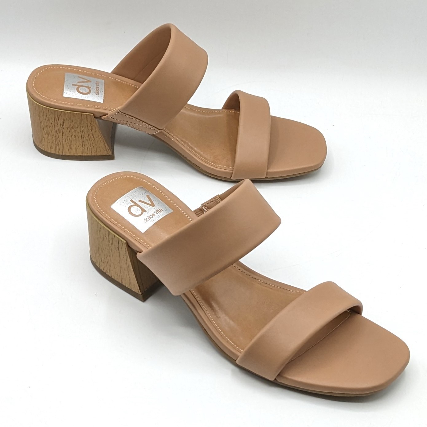 dv by Dolce Vita Sharona Women’s Dual Straps with Block Heel Sandals (Café) NEW
