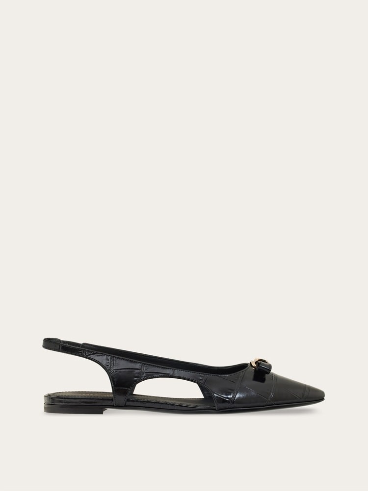FERRAGAMO WOMEN’S BLACK LEATHER SLINGBACK SHOE MSRP $800