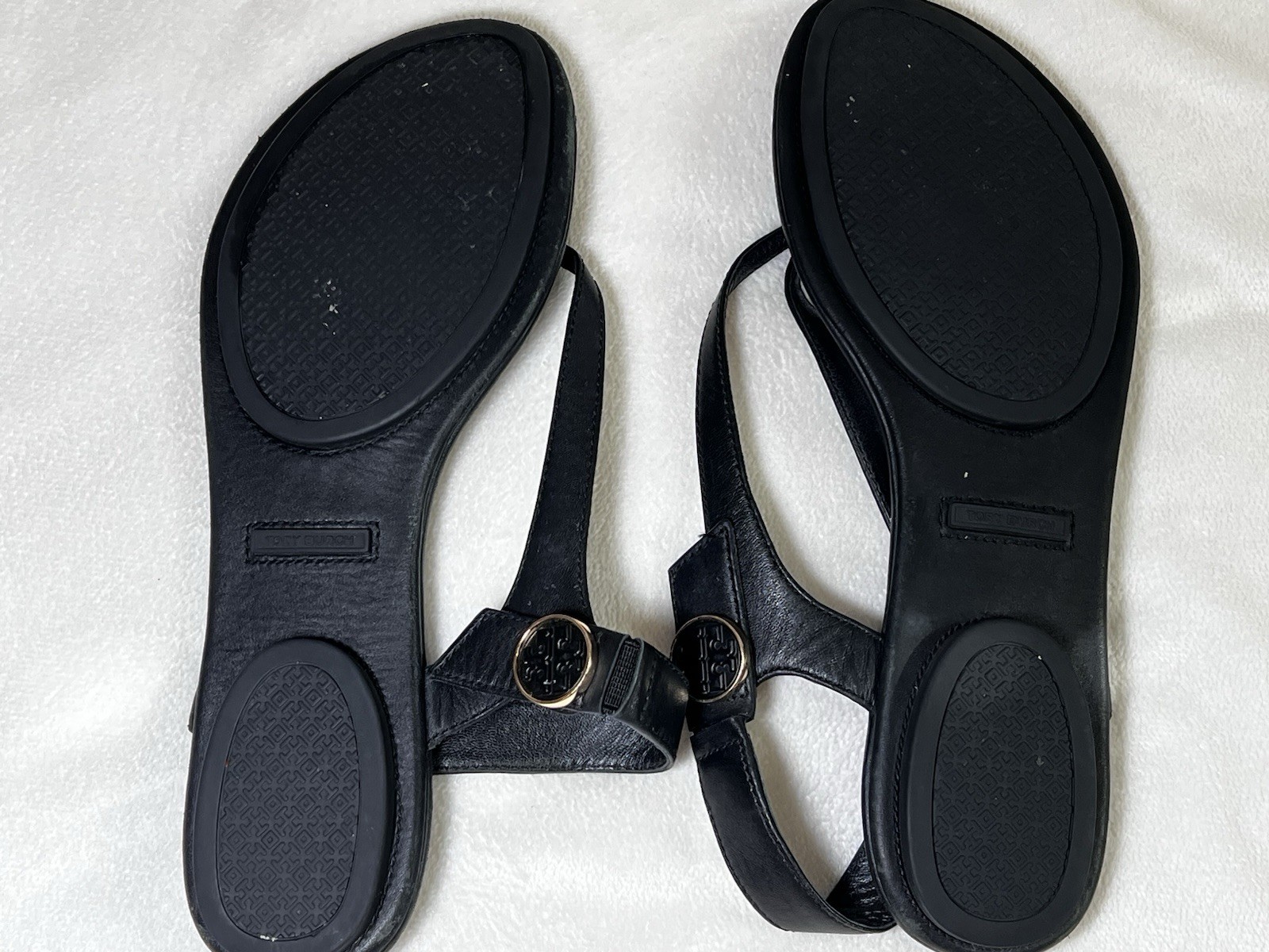 Tory Burch Women’s Thong Slingback Leather Sandals Black Size 7.5
