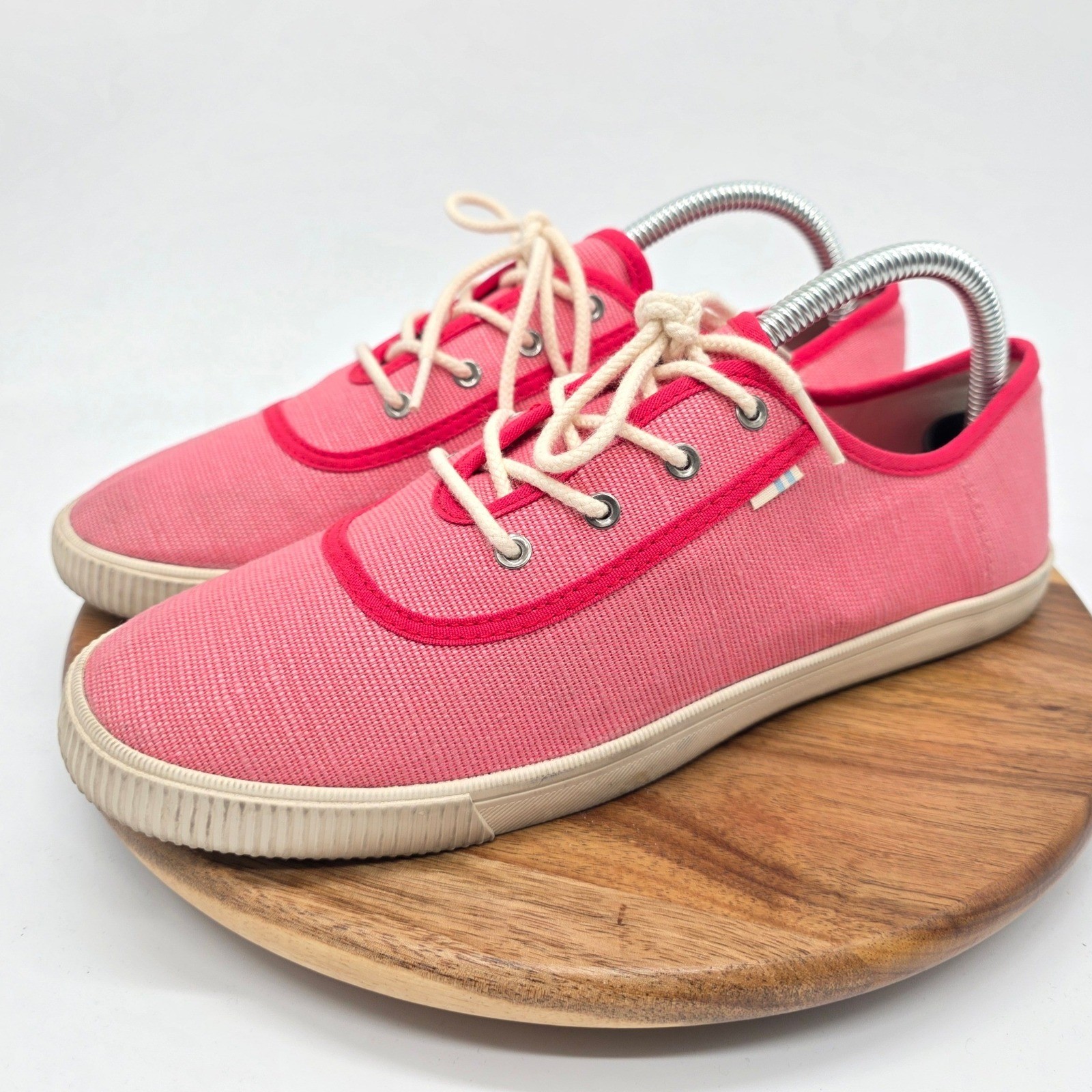 Toms Del Rey Pink Canvas Lace Up Sneakers Women’s 9.5 Low Top Shoes 10014131