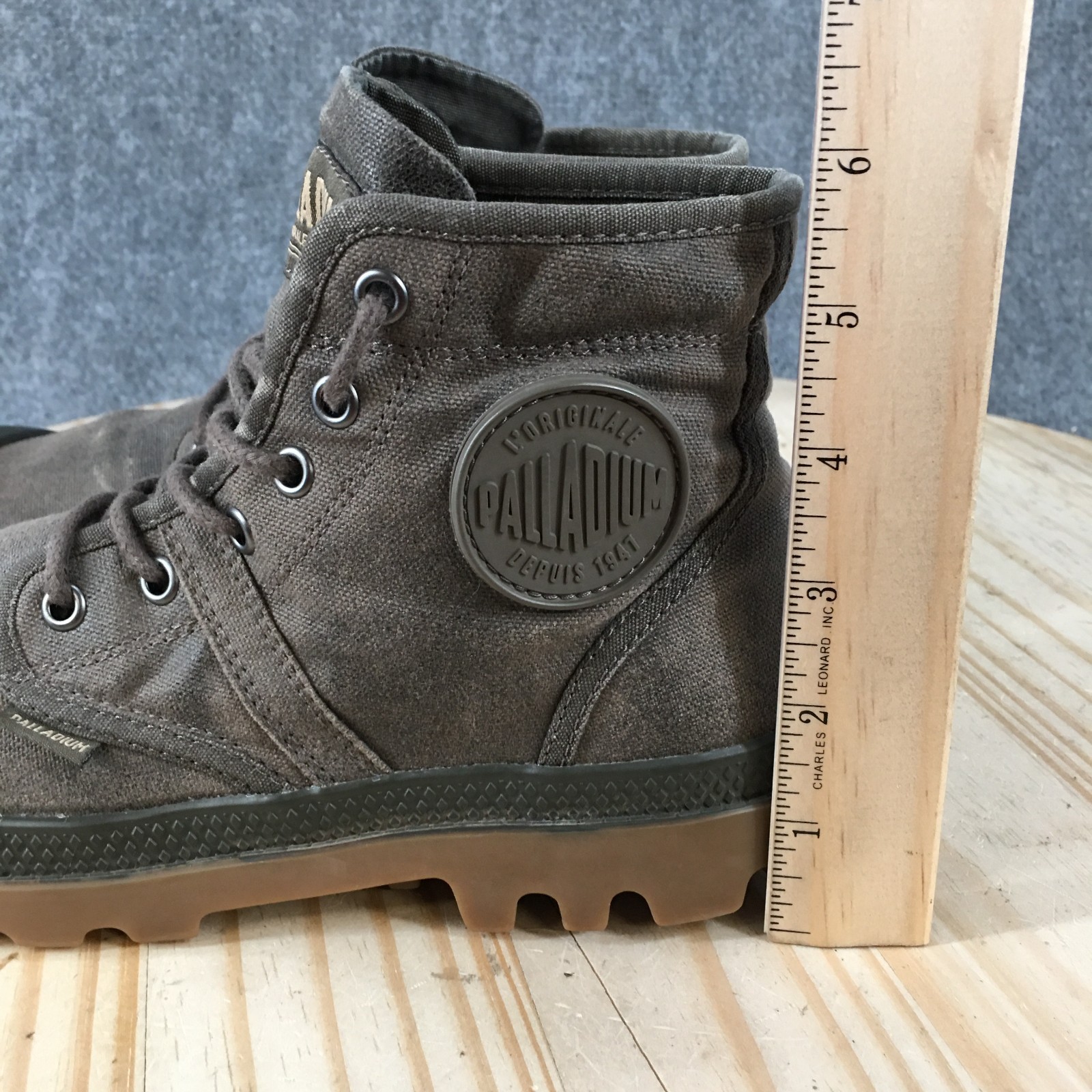 Palladium Pallabrouse Wax Boots Mens 7 Womens 8.5 Hiking Lace Up Canvas Gray