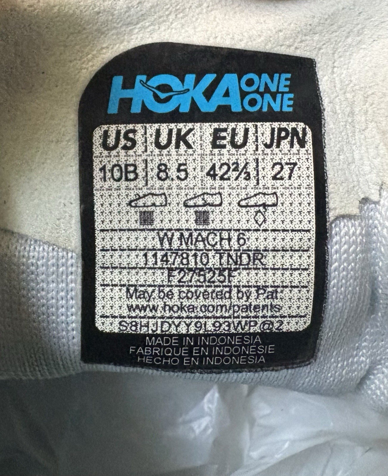 Hoka One One Mach 6 Womens Size 10B Running Shoes Tundra Blue 1147810 TNDR