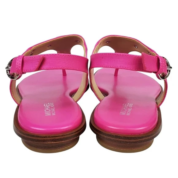 Michael Kors plate thong sandals pink silver signature summer vacation bohemian