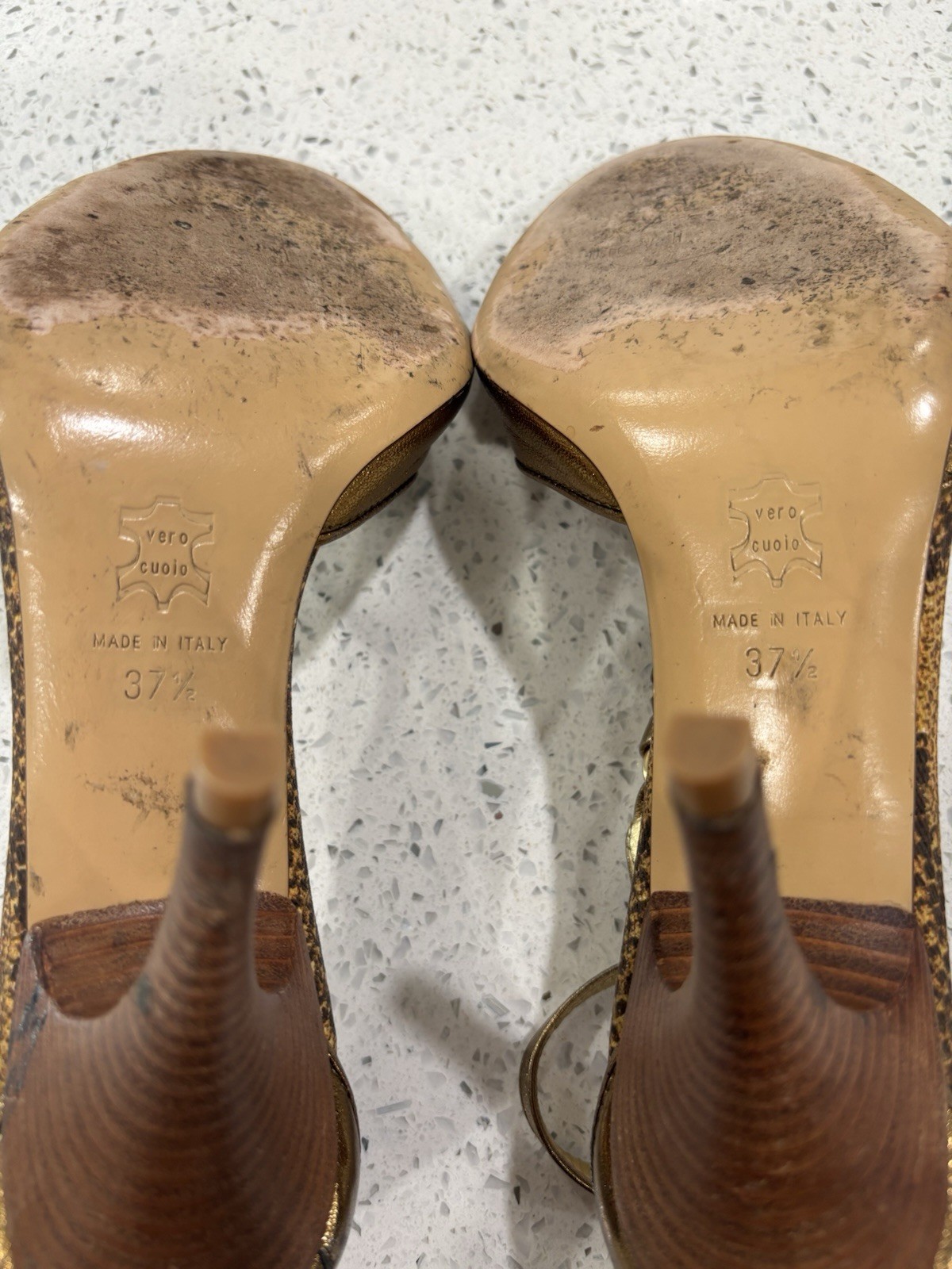 Roberto Cavalli-JustCavalli- Gold Leather Sandals- Size 37 1/2
