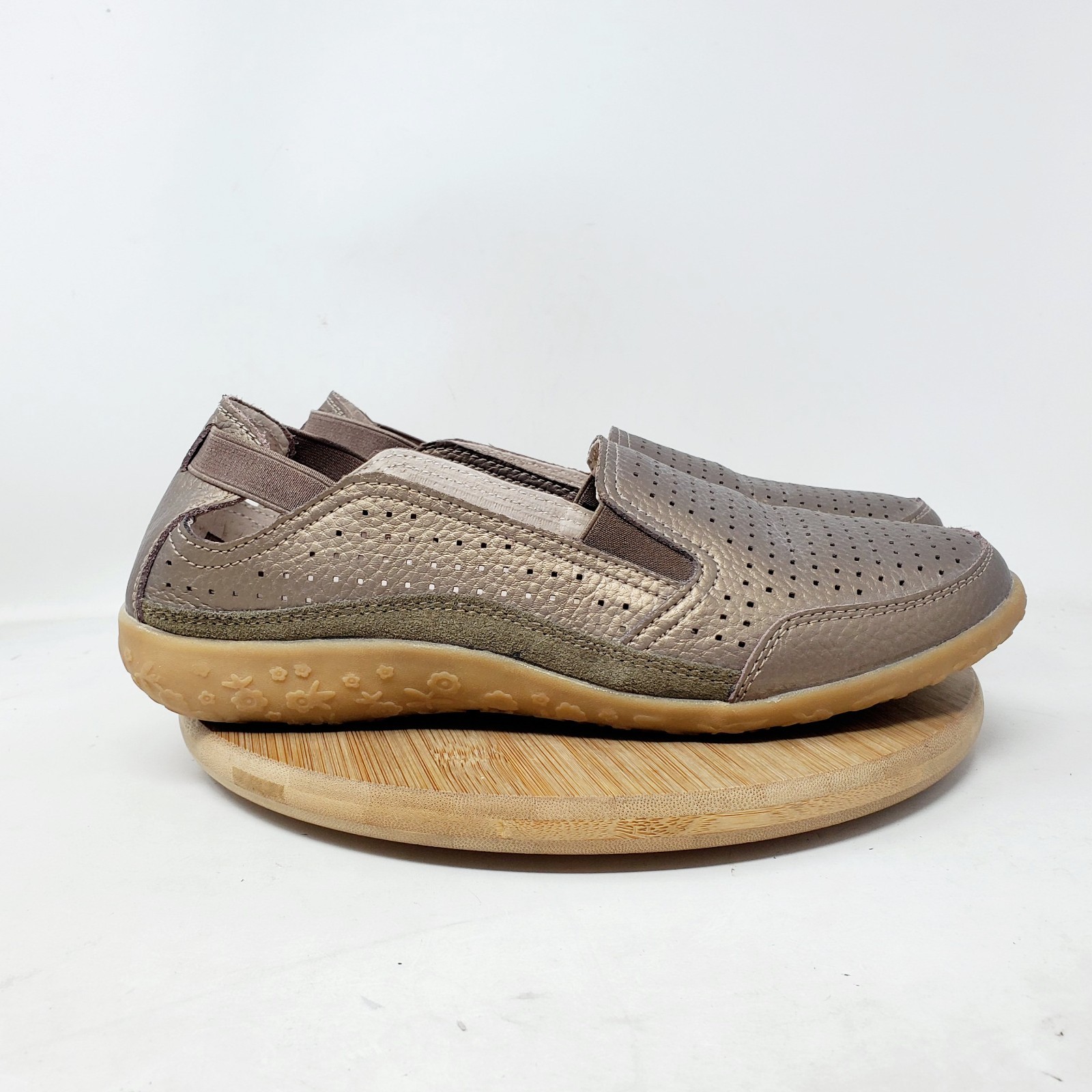 Spring Step Shoes Womens 40 Bronze Metallic Leather Loafer Flat Comfort Sandals