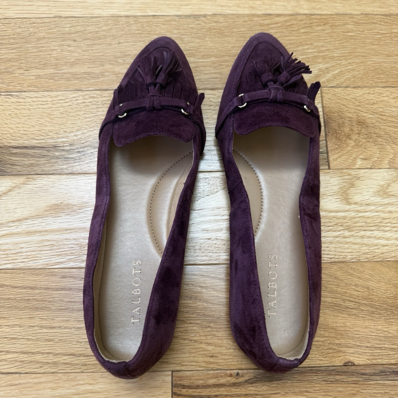 Talbots Women’s Flat Dress Shoes Size 9 Plum Purple Leather Slip On Loafers