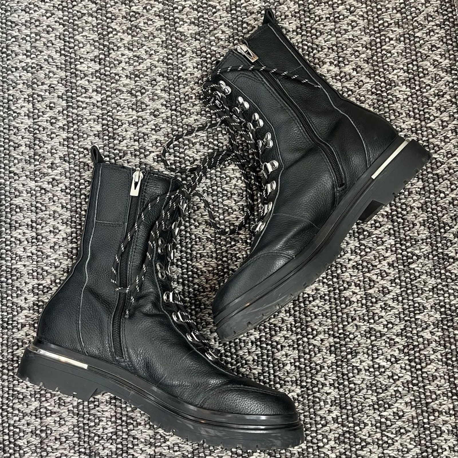Via Spiga Women’s Black Leather Mid-Calf Tavvi Hiker Boots New Size 8.5M