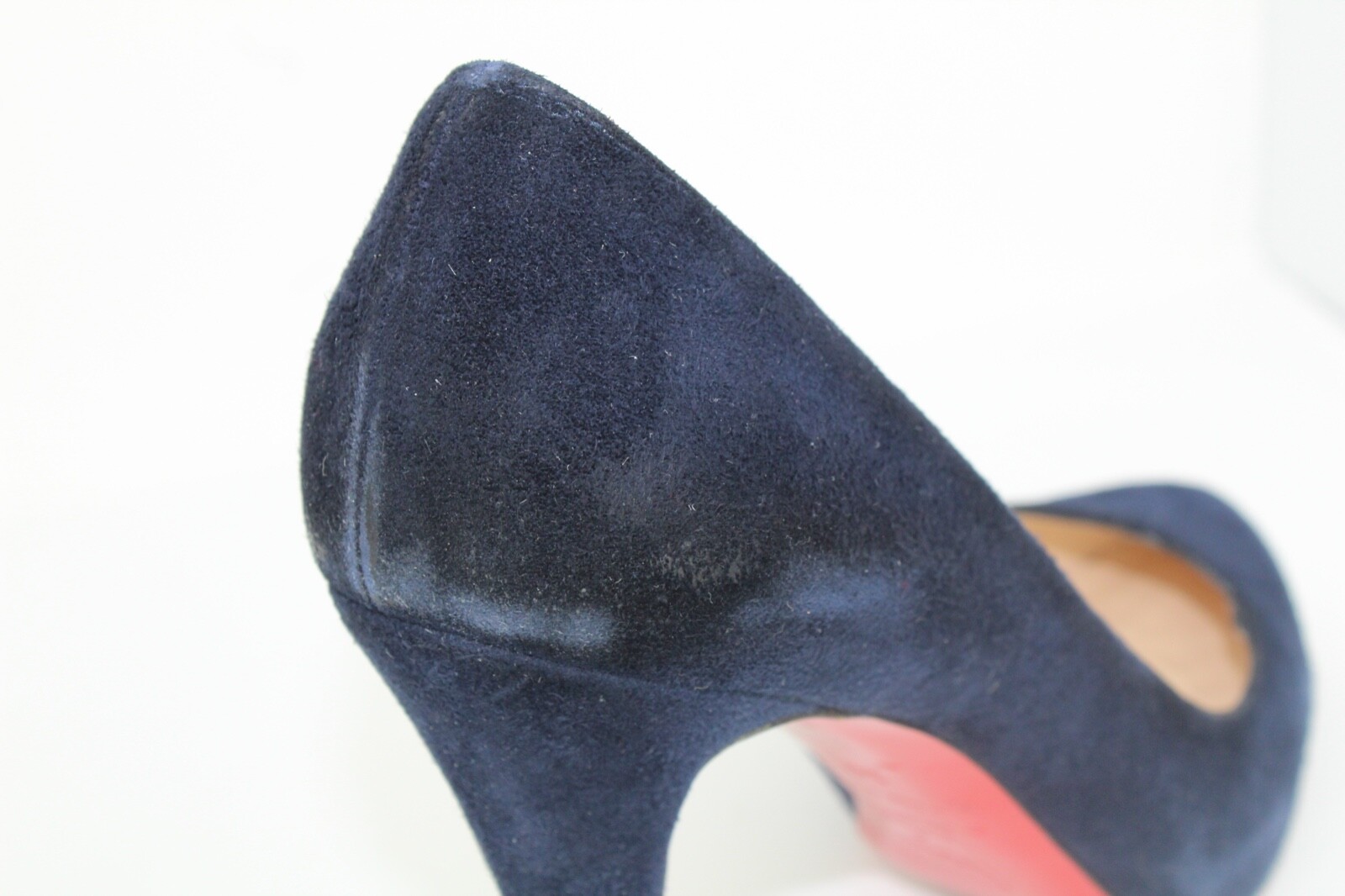 CHRISTIAN LOUBOUTIN Navy-Blue Suede Simple Semi Pointed Toe Pumps, US 6.5 $595