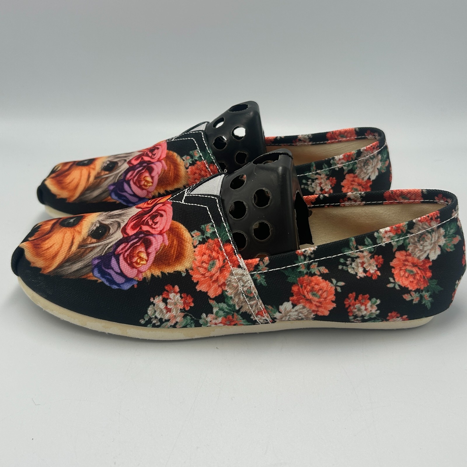 Yorkie Floral Dog Puppy Shoes Slip-on Shoes Womens 7.5 38 Groove Canvas Flats