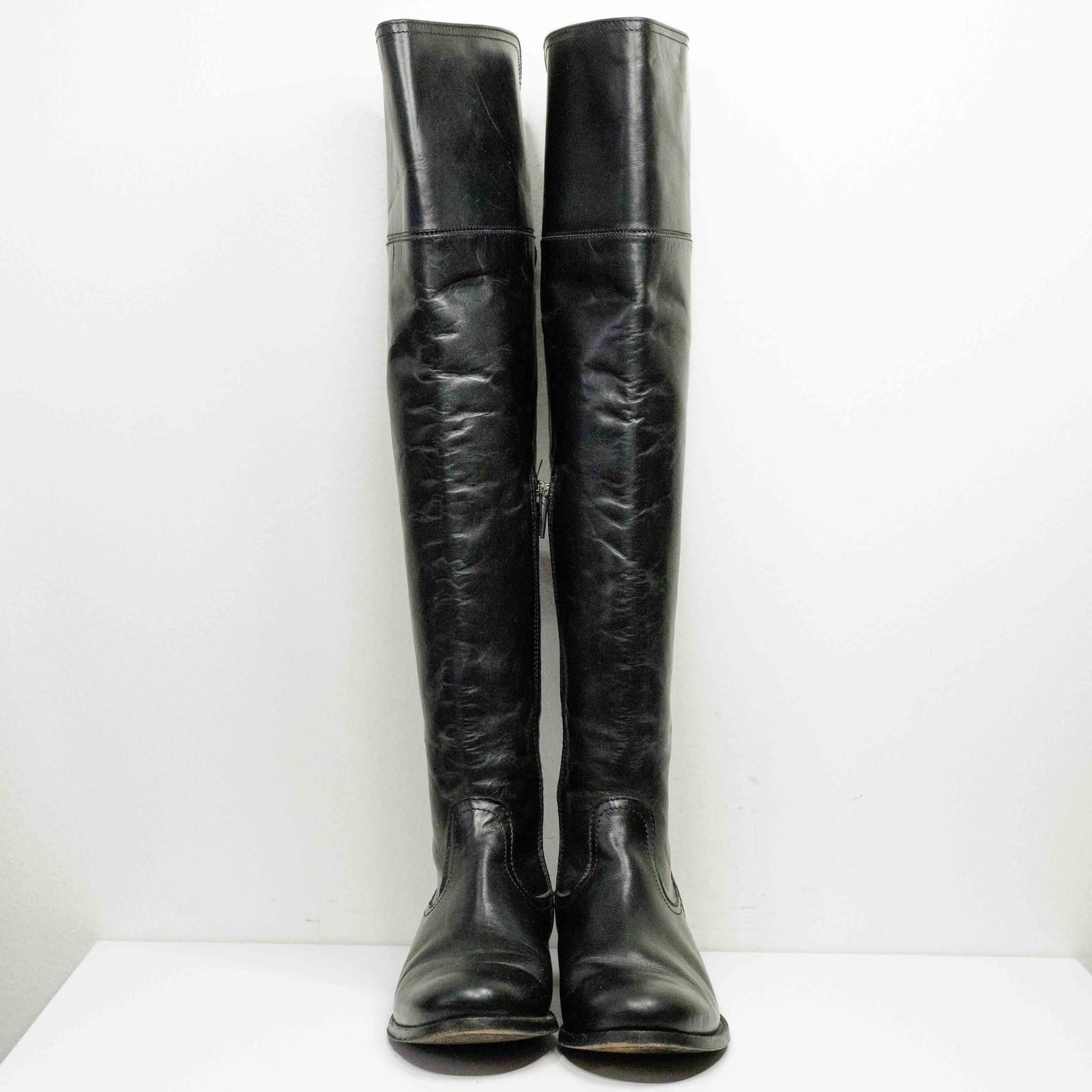 FRYE Melissa Over The Knee Leather Riding Boots Preppy Heritage Black Sz 6