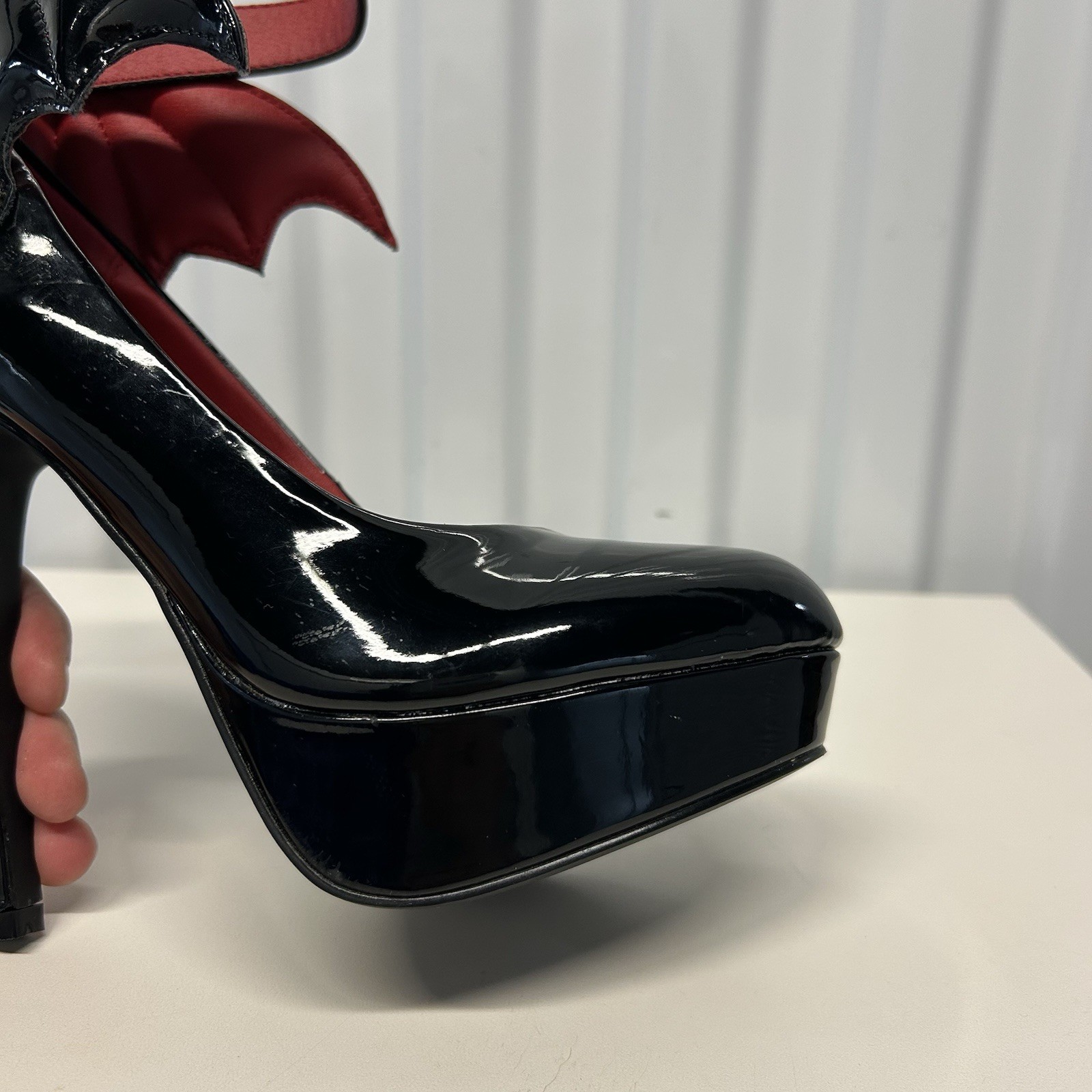 Killstar Cemetery Lane Black Bat Wing High Heels Faux Leather Women’s US Sz 5