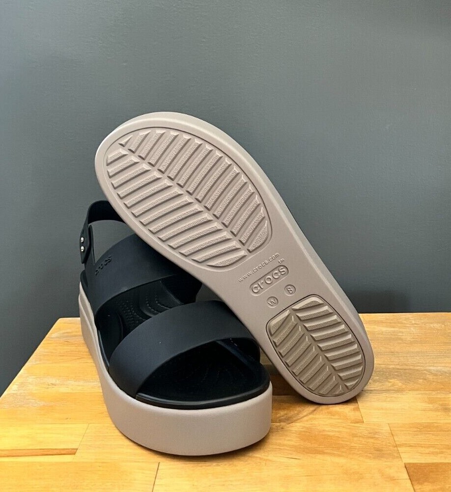 Crocs Women Black / Mushroom Brooklyn Low Wedge Sandals US 7, 8, 9 NWT