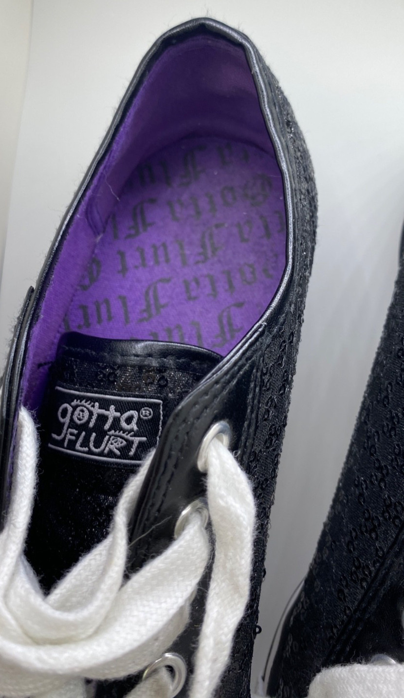 Gotta Flurt Size 8.5 Black Sequin Low Top Sneakers Rarely Worn