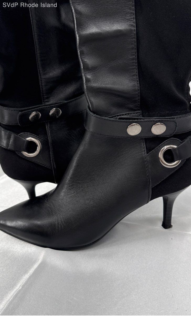 Tahari Tabor Black Leather Heels Boot Women 5